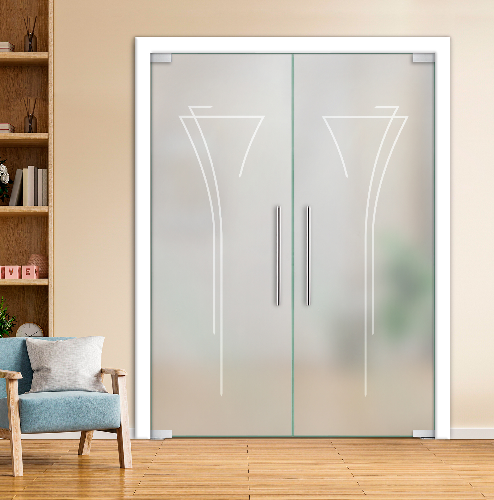Double Pivot Glass Door With Self Closing Pivot Hinges (Full-Private / T-Handle)
