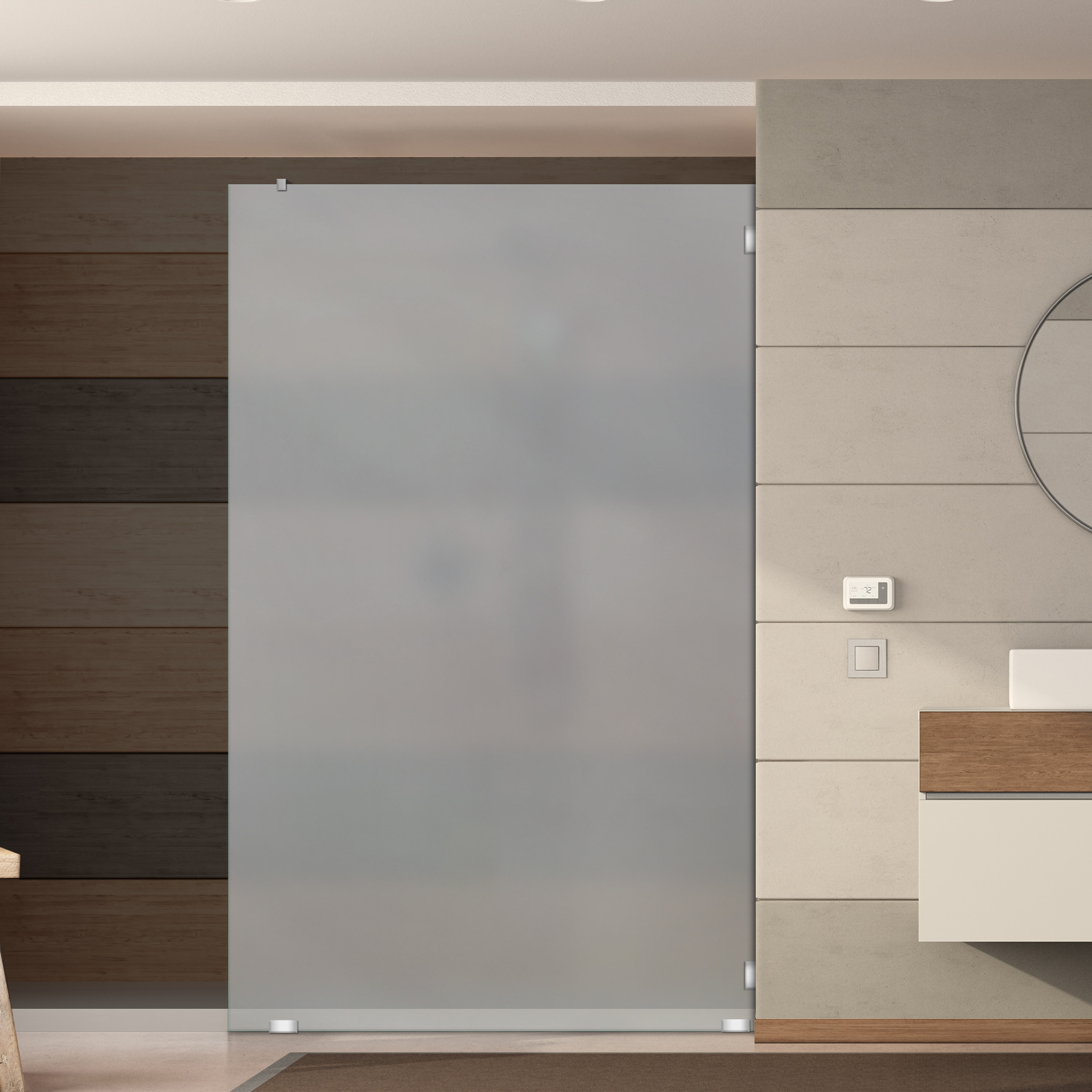 Frosted Frameless Fixed Shower Panel