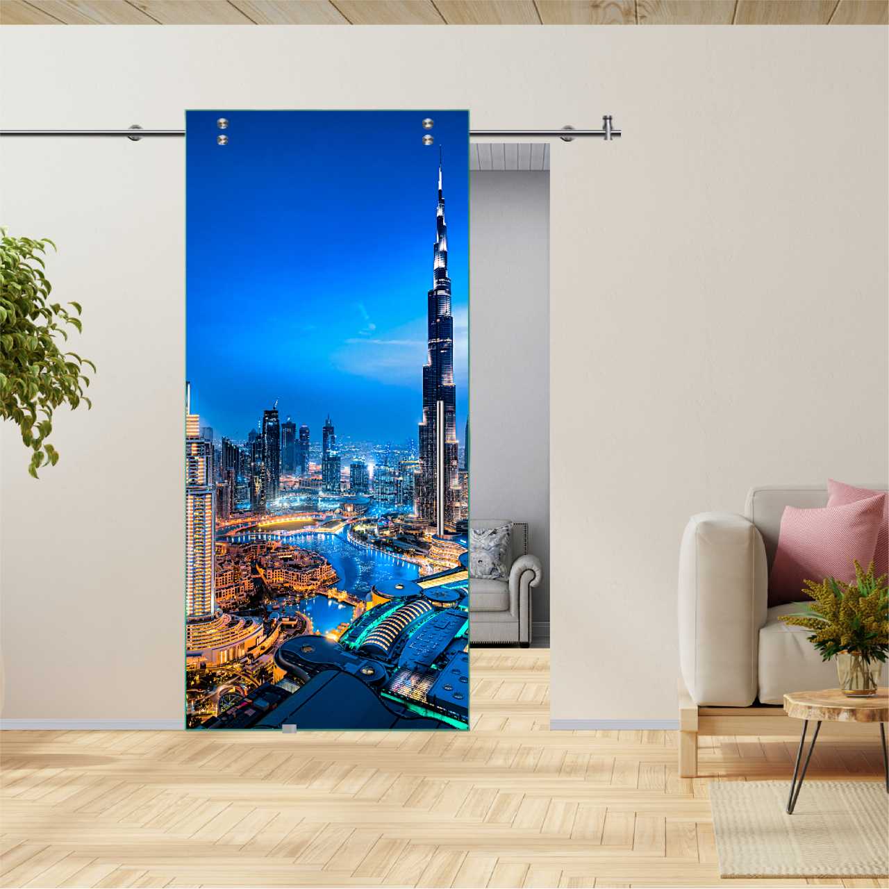 Digital Printing Sliding Barn Glass Door (Dubai) V2000 DPSGD-6181