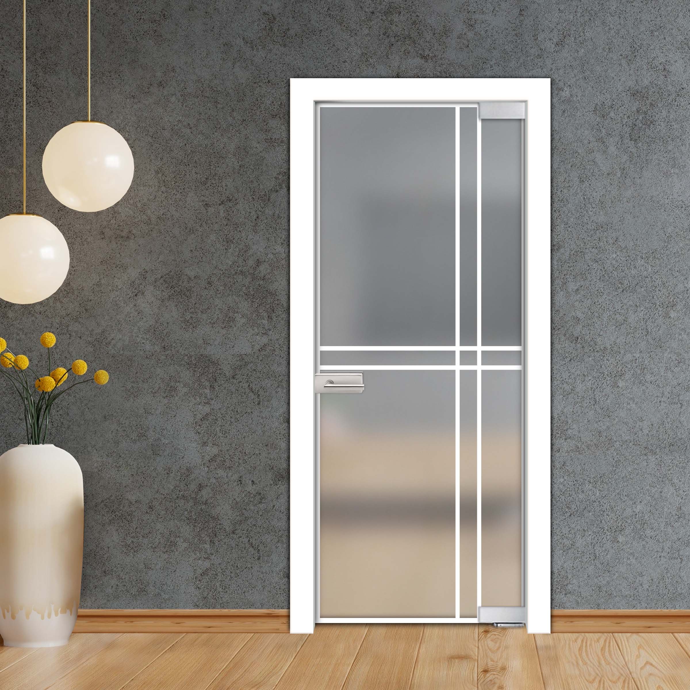 Frameless Industrial Pivot Glass Door (Black Hardware Complete Kit) PGLF-4148