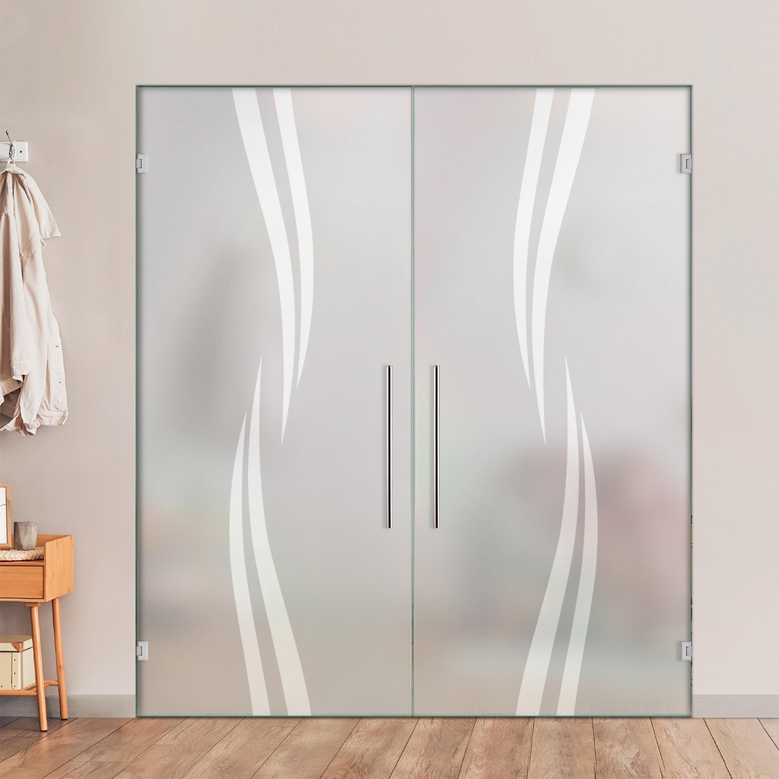 Double Swing Glass Door with Frosted Design (Full-private)