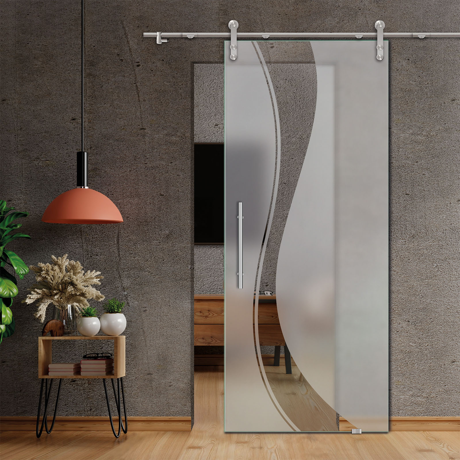 Sliding Glass Barn Door (Semi-private)