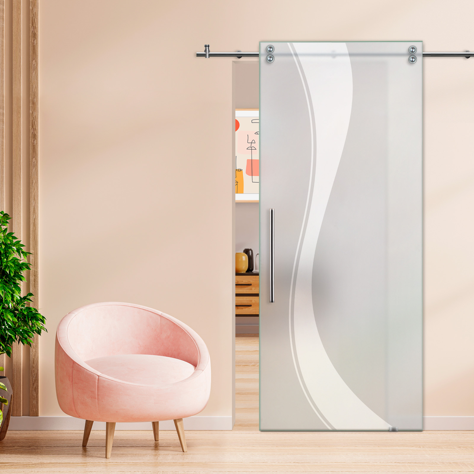 Sliding Glass Barn Door (Full-private) T-Handle