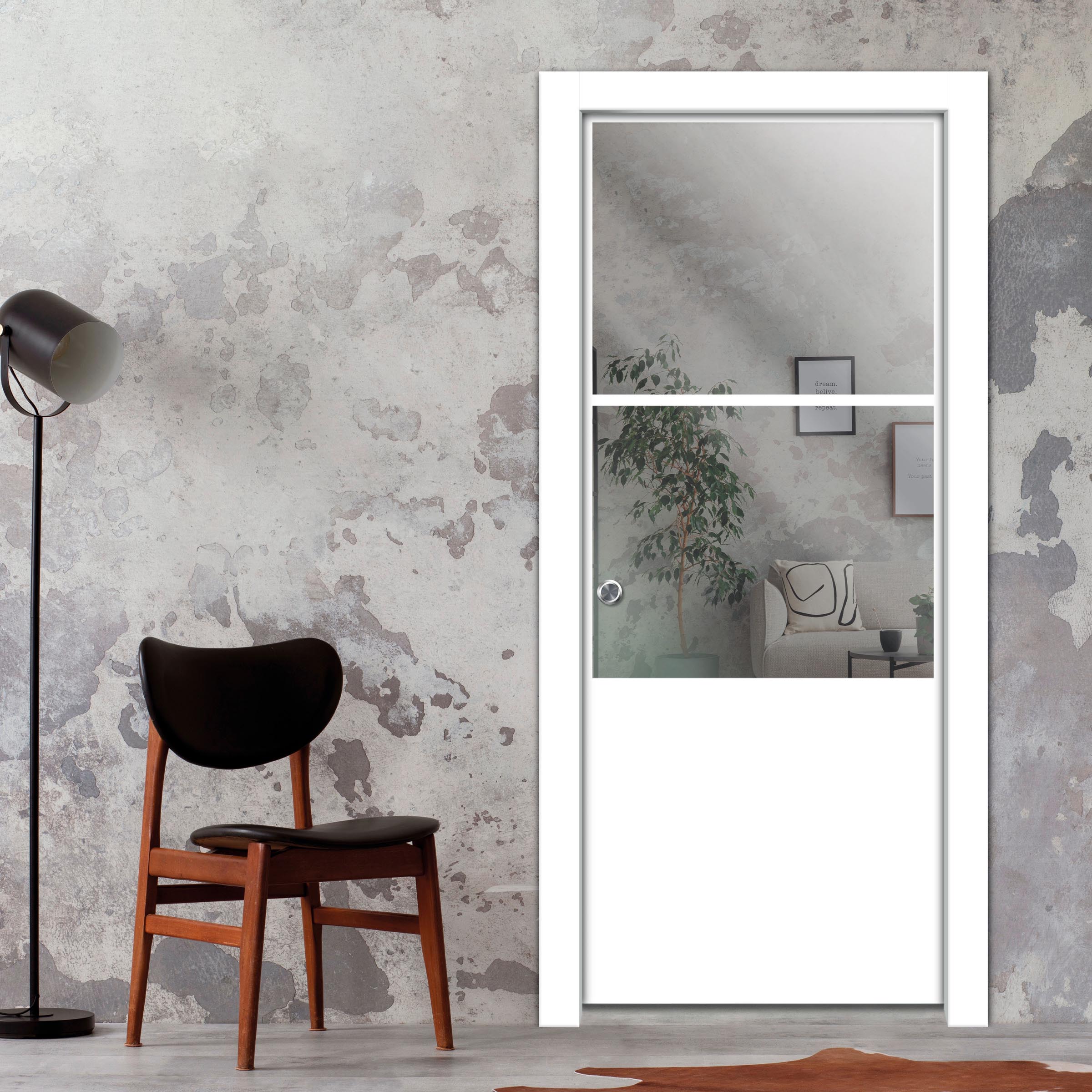 Frameless Glass Sliding Pocket Door Industrial Style PSGDIS-5444