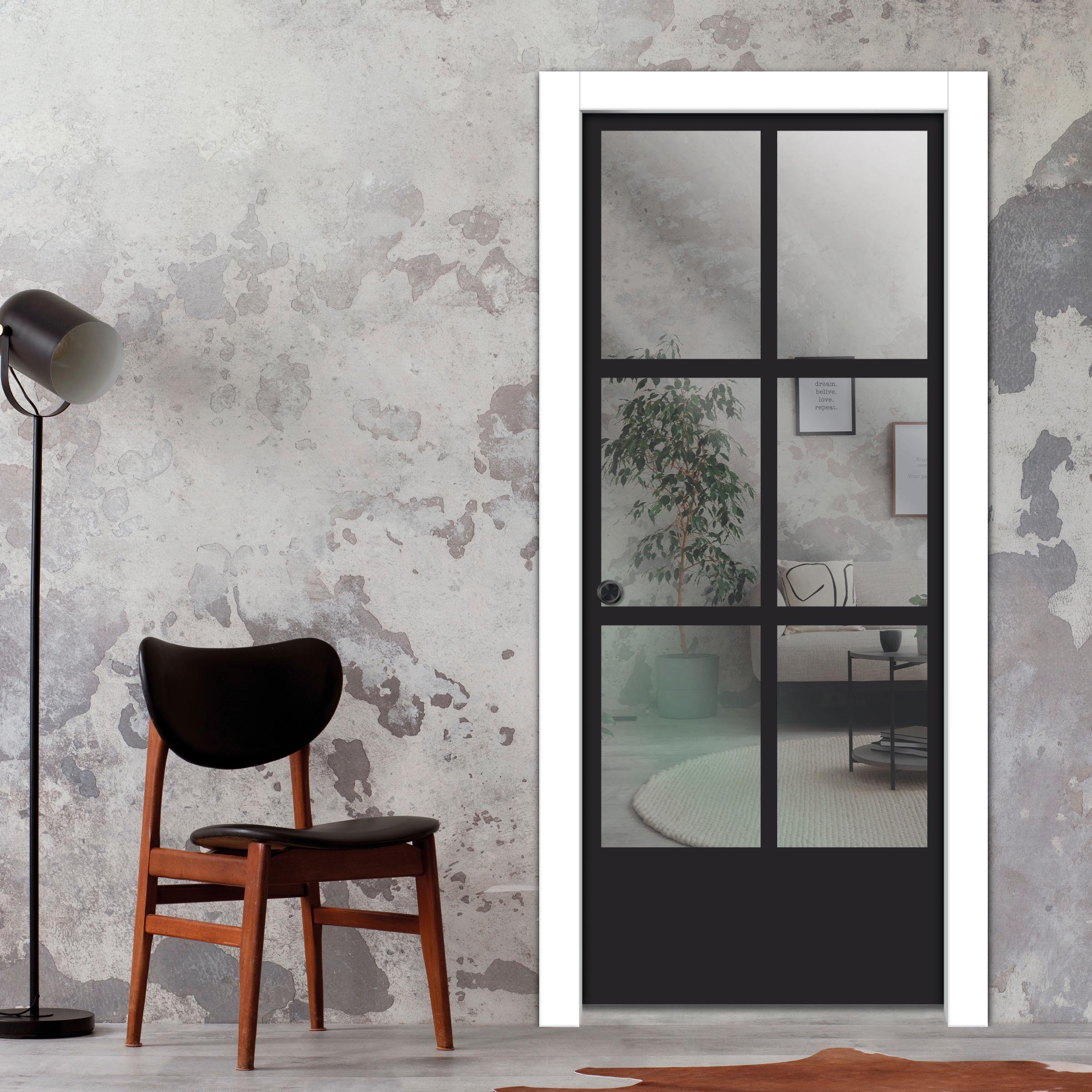 Frameless Glass Sliding Pocket Door Industrial Style PSGDIS-5434
