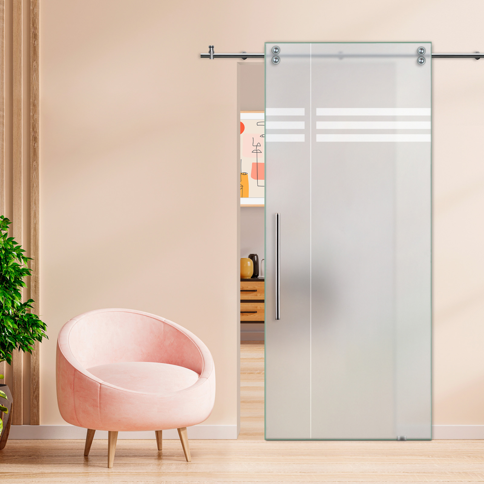Sliding Barn Glass Door T-Handle (Full-Private)