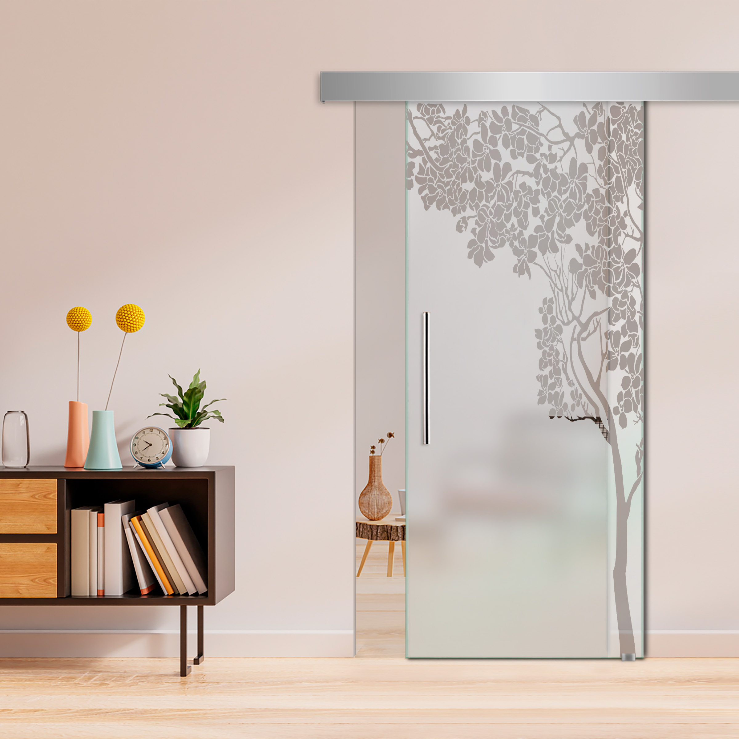 Sliding Glass Barn Door ALU100 (Full Private) T Handle