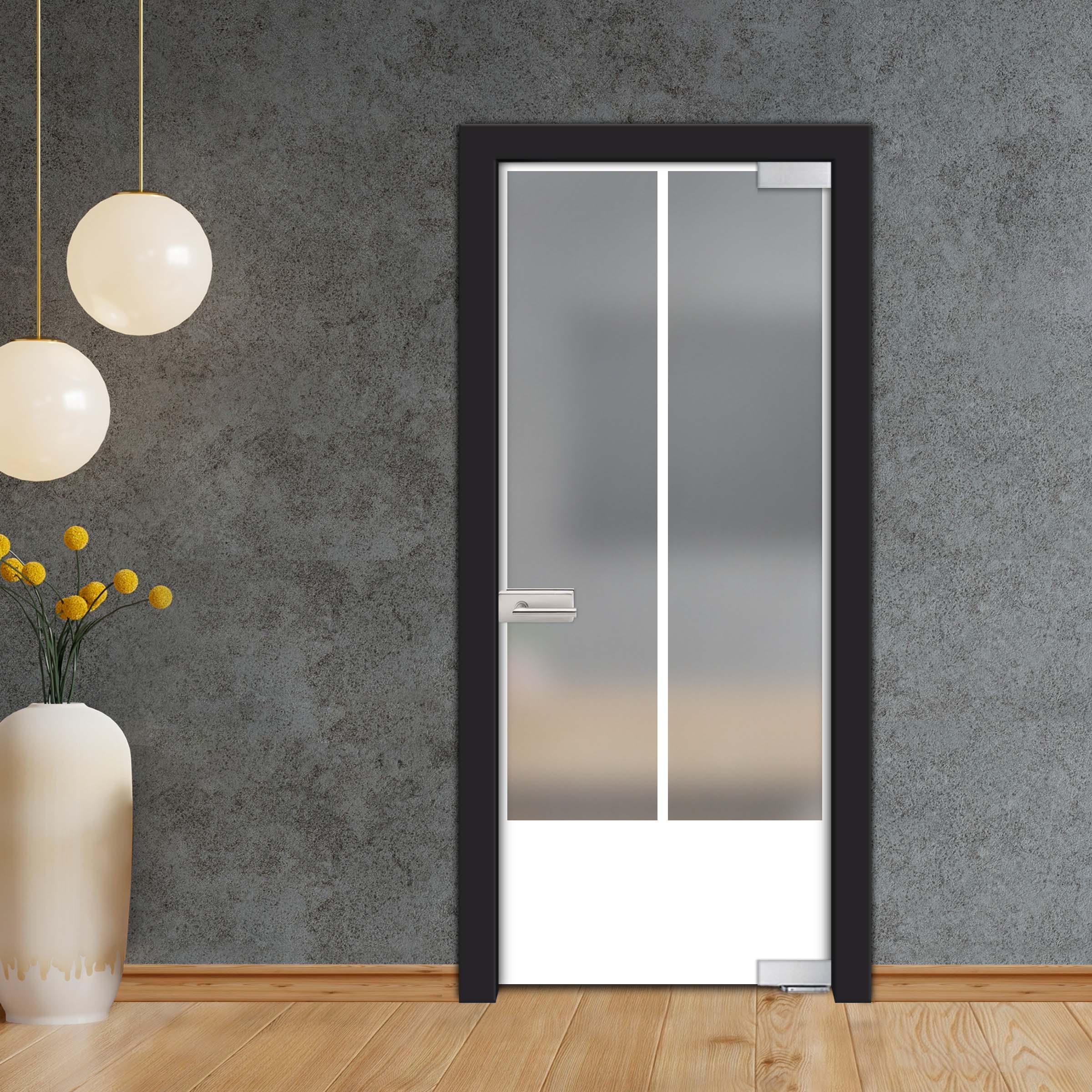 Frameless Industrial Pivot Glass Door (Black Hardware Complete Kit) PGLF-5414