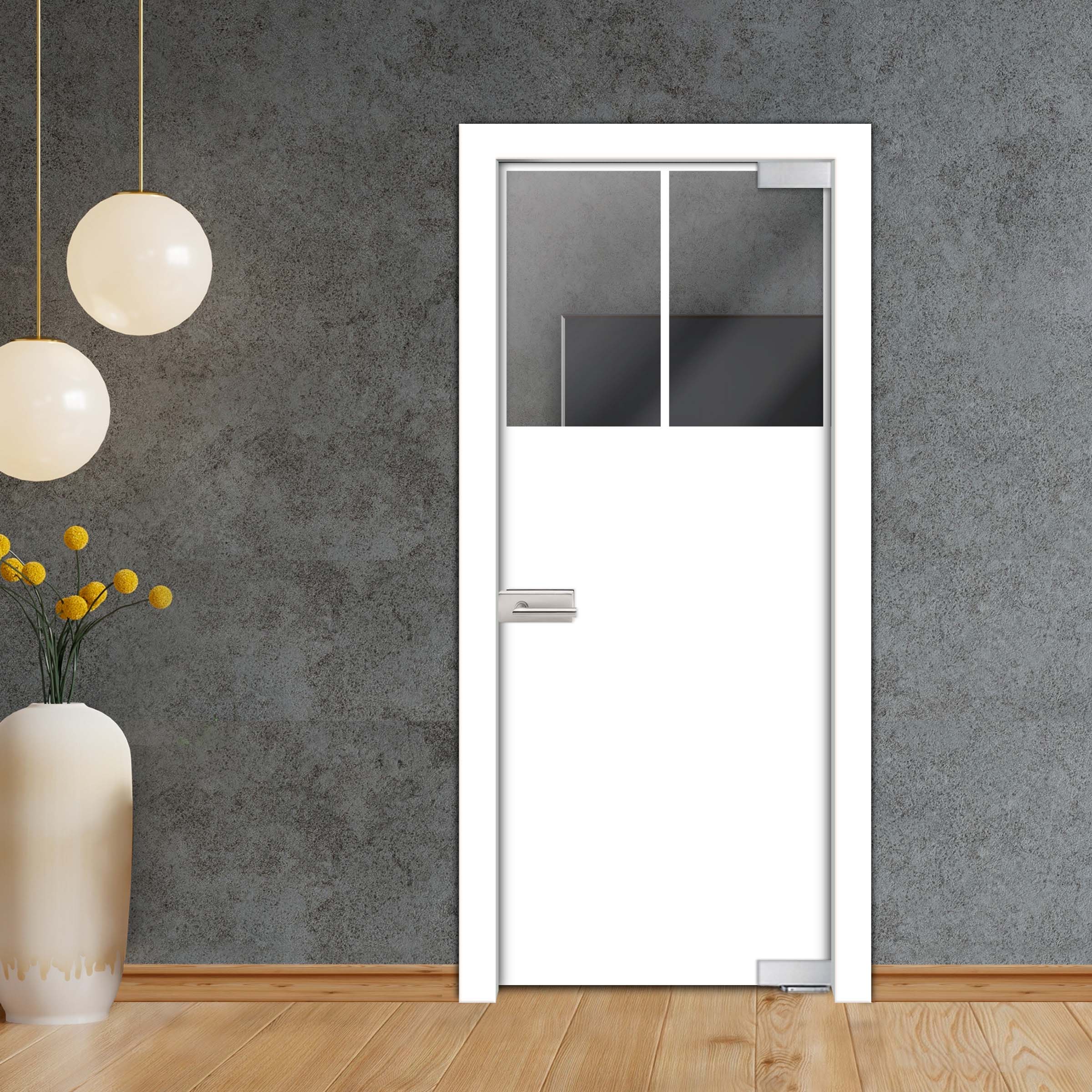 Frameless Industrial Pivot Glass Door (Black Hardware Complete Kit) PGLF-4143