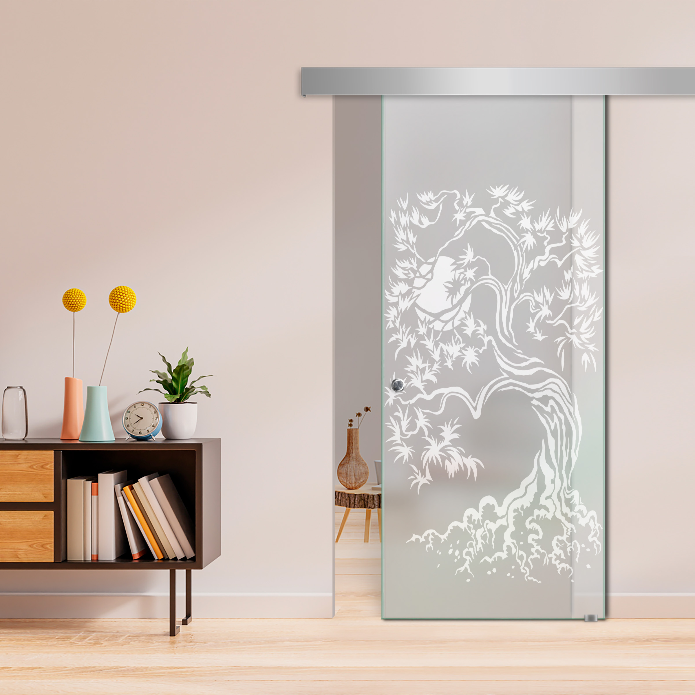 Sliding Glass Barn Door ALU100 (Full Private) Reccesed Grip