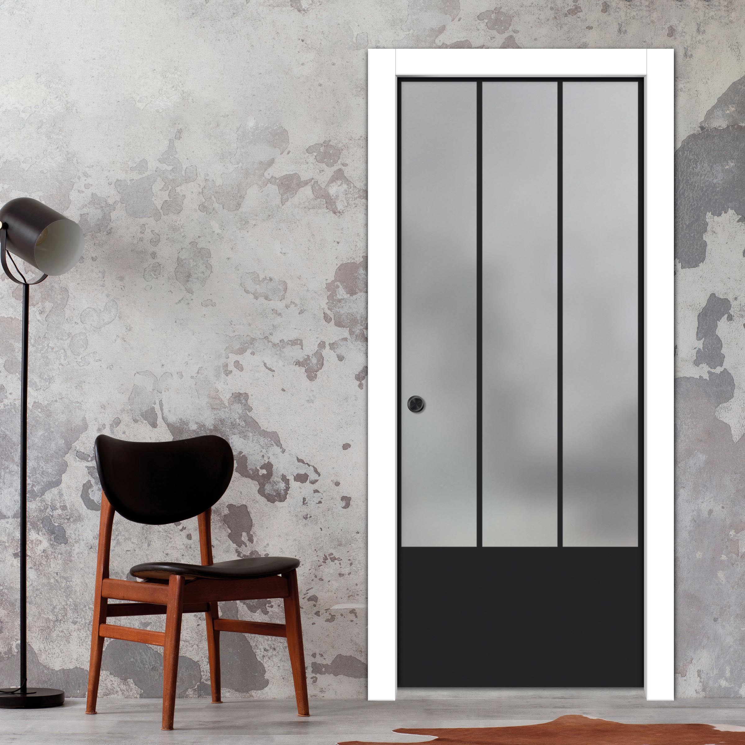 Frameless Glass Sliding Pocket Door Industrial Style PSGDIS-4257