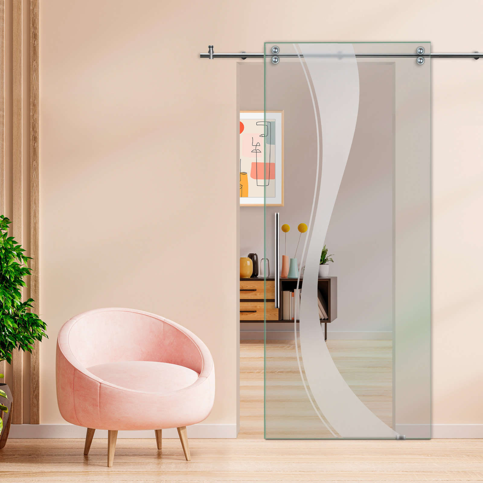 Sliding Glass Barn Door (Non-private) T-Handle