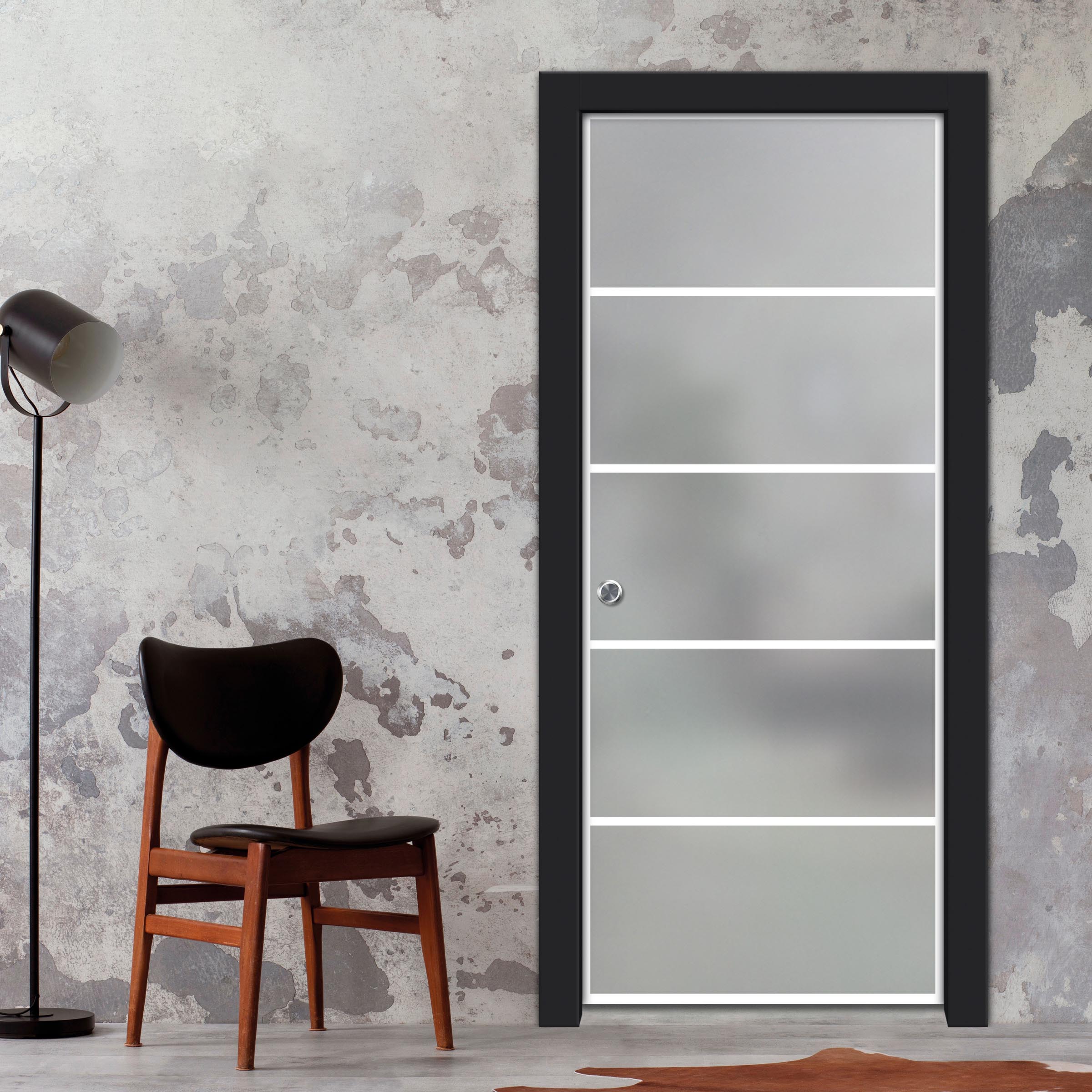 Frameless Glass Pocket Door Industrial Style PSGDIS-5370