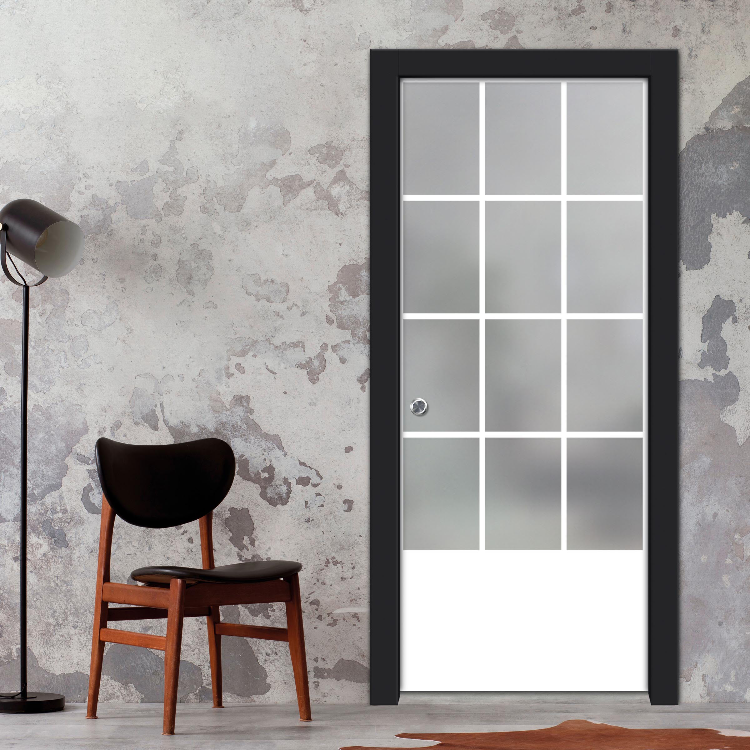 Frameless Glass Sliding Pocket Door Industrial Style PSGDIS-4258