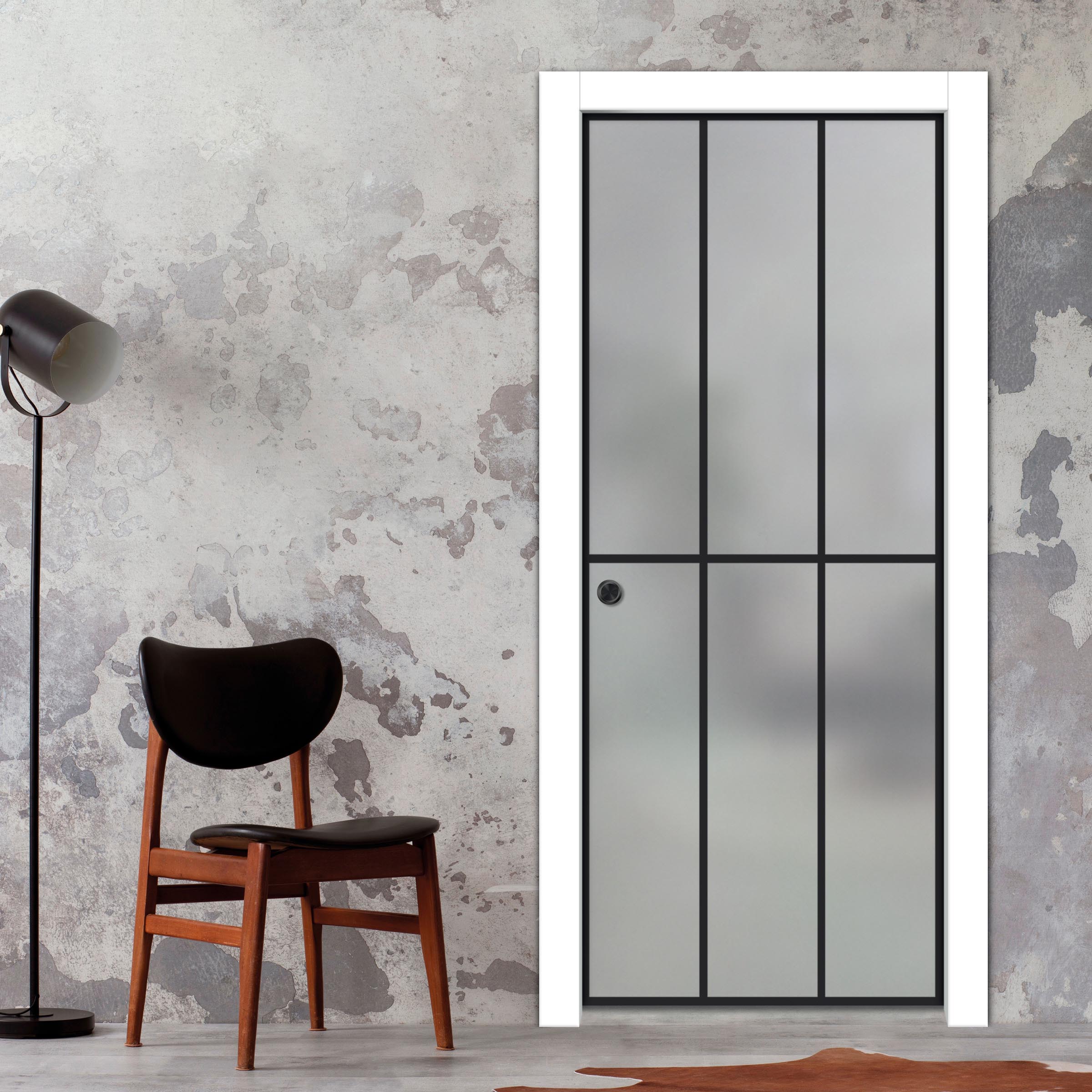 Frameless Glass Sliding Pocket Door Industrial Style PSGDIS-4259