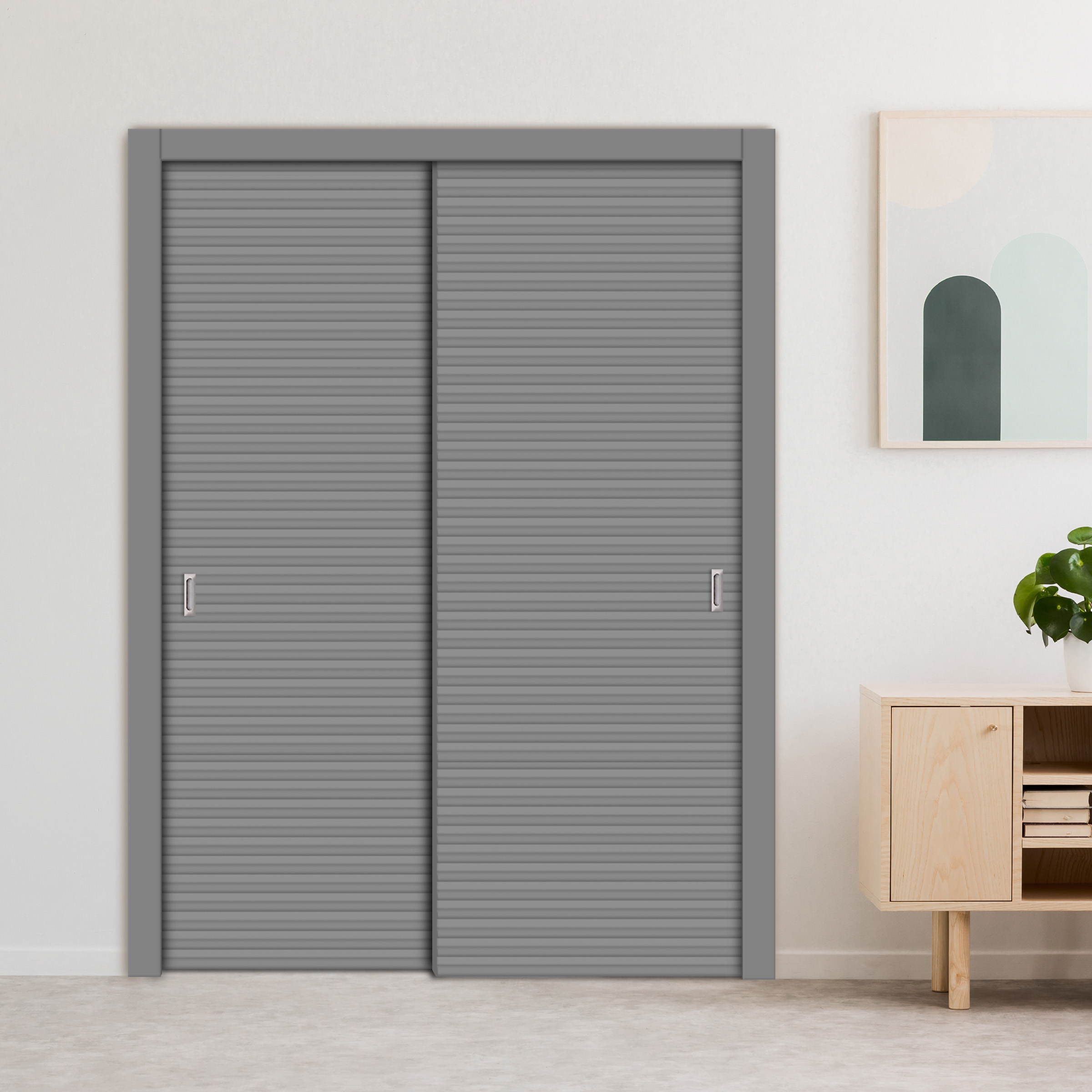 2 Leaf Flush Sliding Wooden Bypass Closet Door HSSB-4083