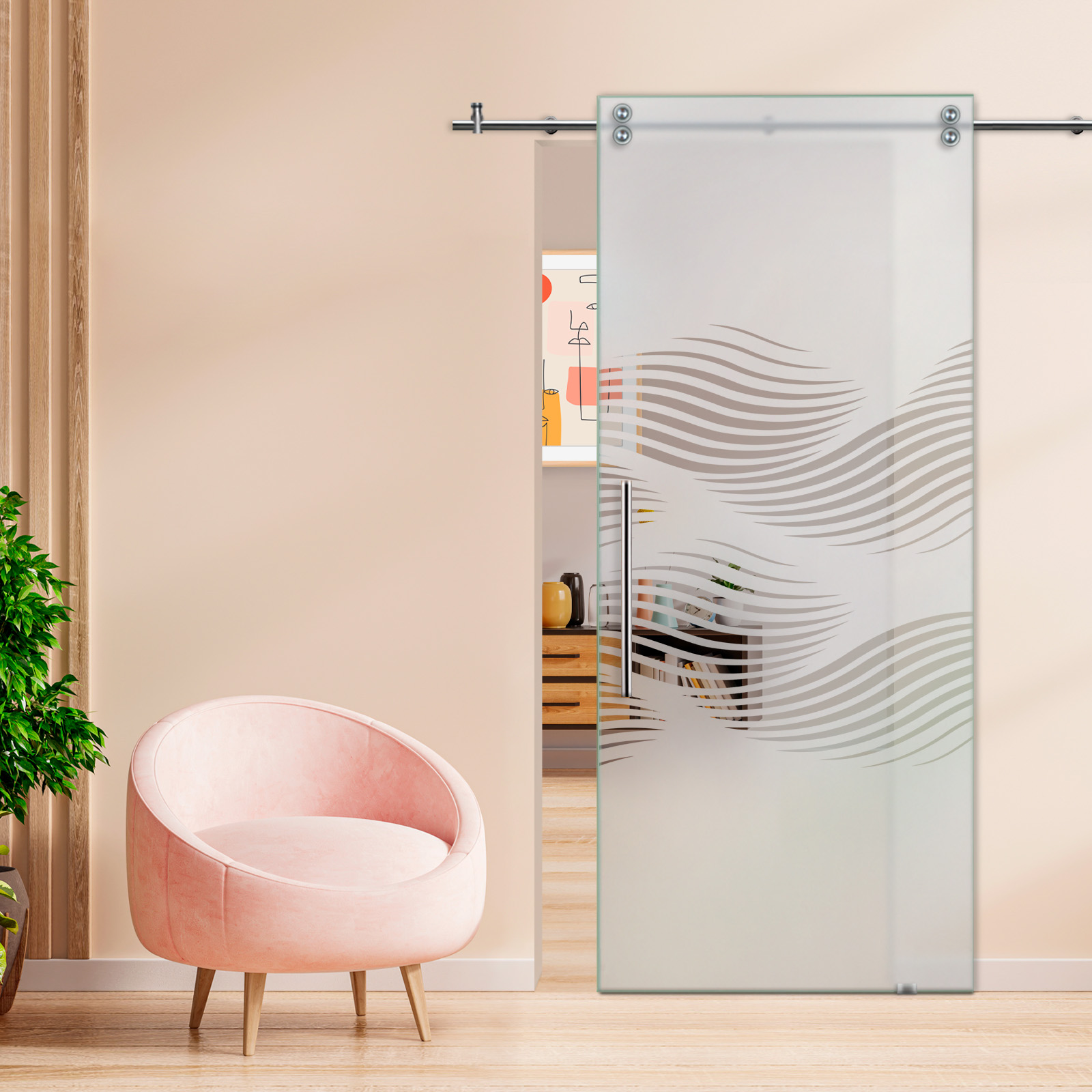 Sliding Glass Barn Door (Semi-private) T-Handle