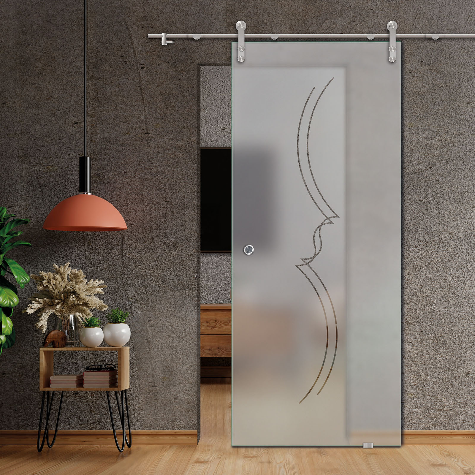 Sliding Glass Barn Door (Semi-private)