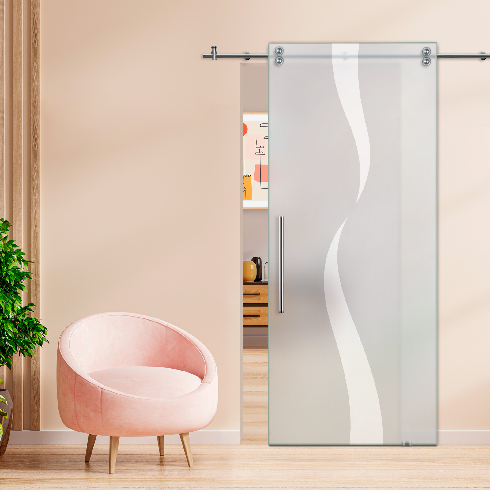 Sliding Glass Barn Door (Full-private) T-Handle