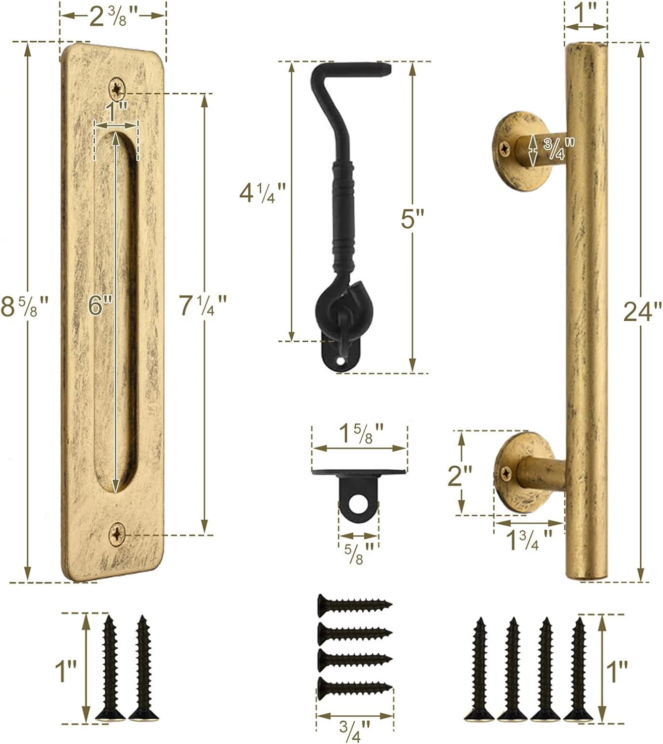 24 Inch Gold Plated Handle for Sliding Wood Doors with Latch