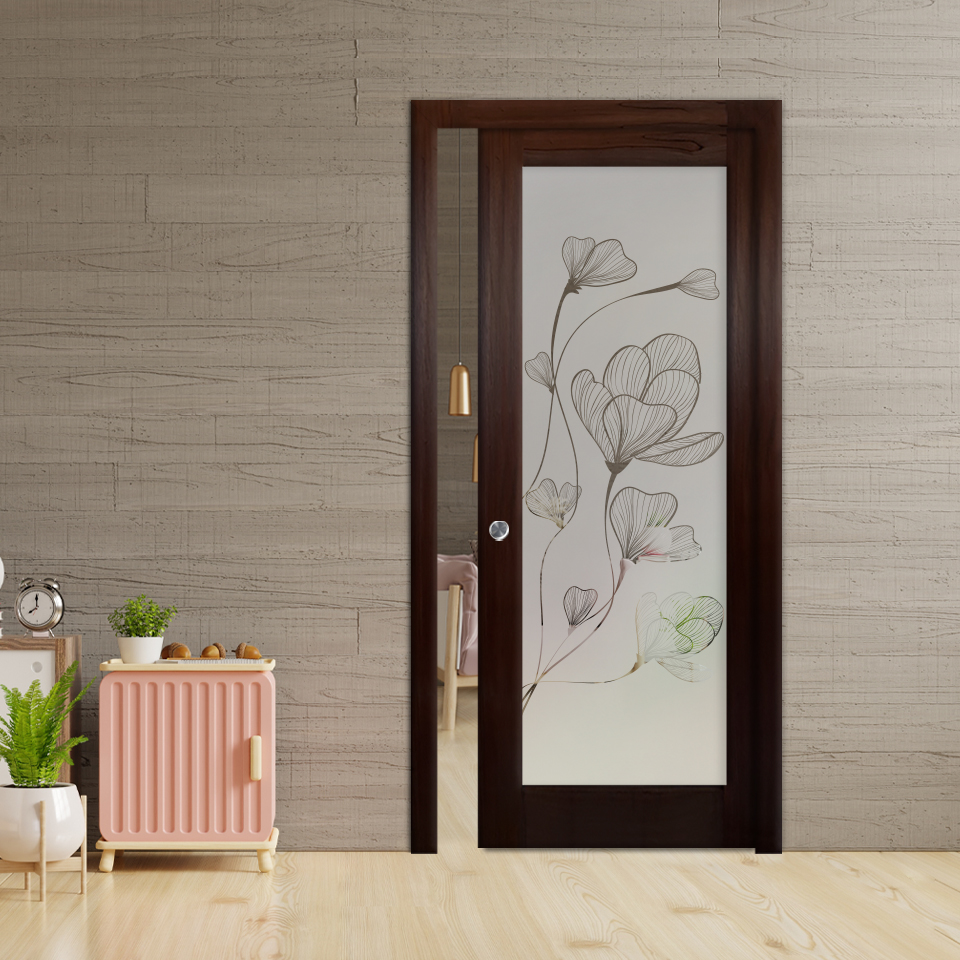 Sliding Pocket Wood Door with Glass Insert (Semi-private)