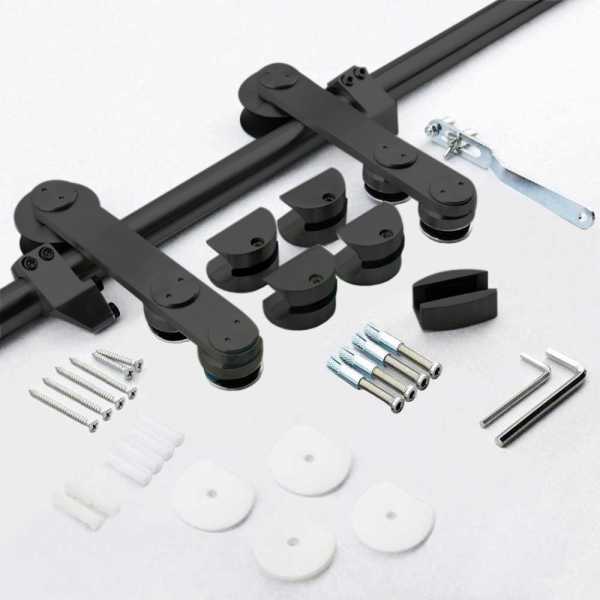 V1000 Carbon Steel Sliding Glass Barn Door Hardware Kit CH-CS-6967