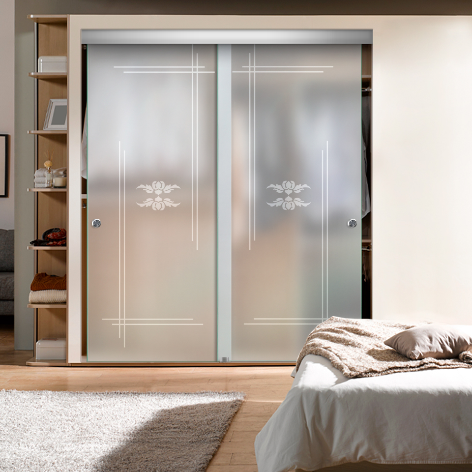 Frameless 2 Leaf Sliding Closet Bypass Glass Door (Full-private)