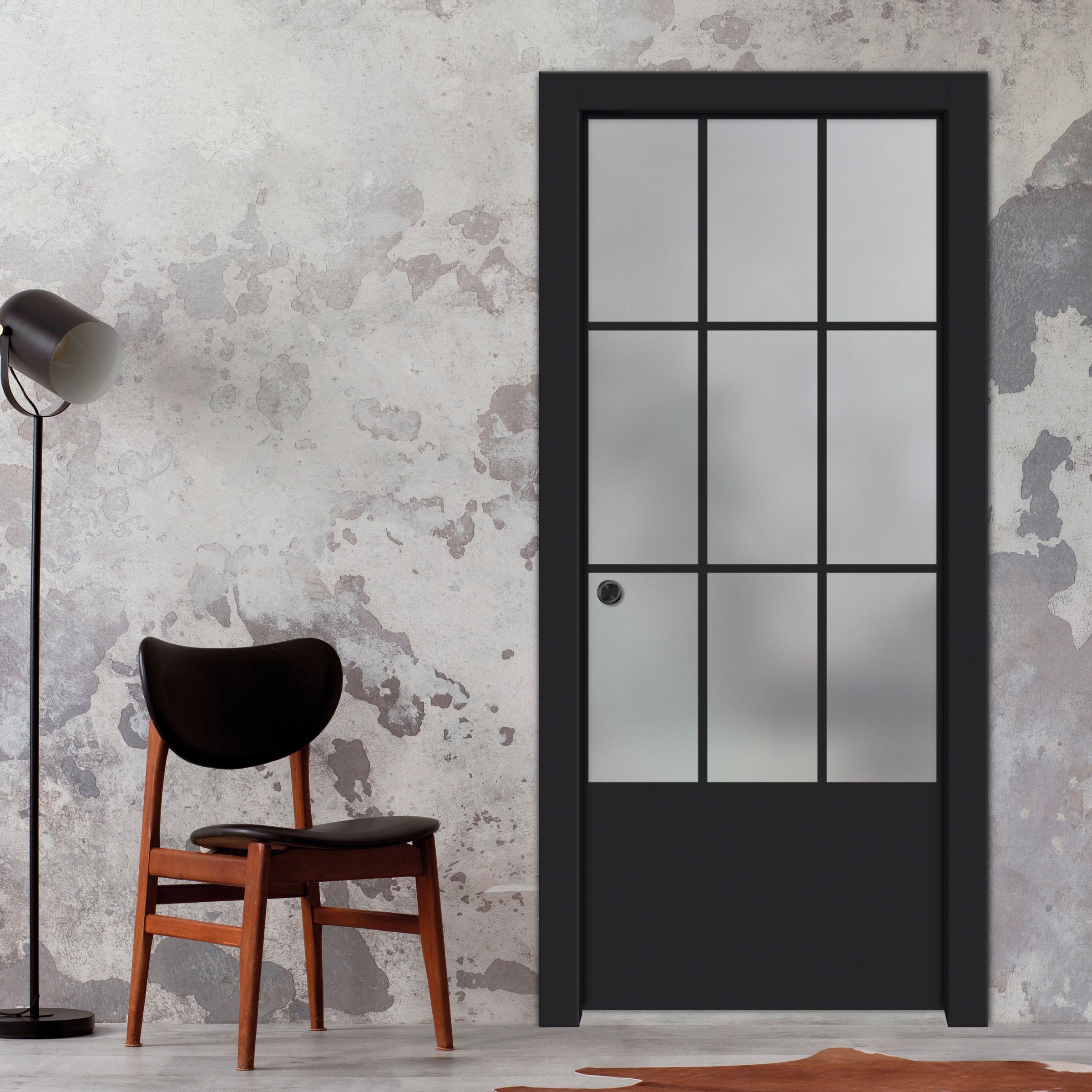 Frameless Glass Sliding Pocket Door Industrial Style PSGDIS-4269
