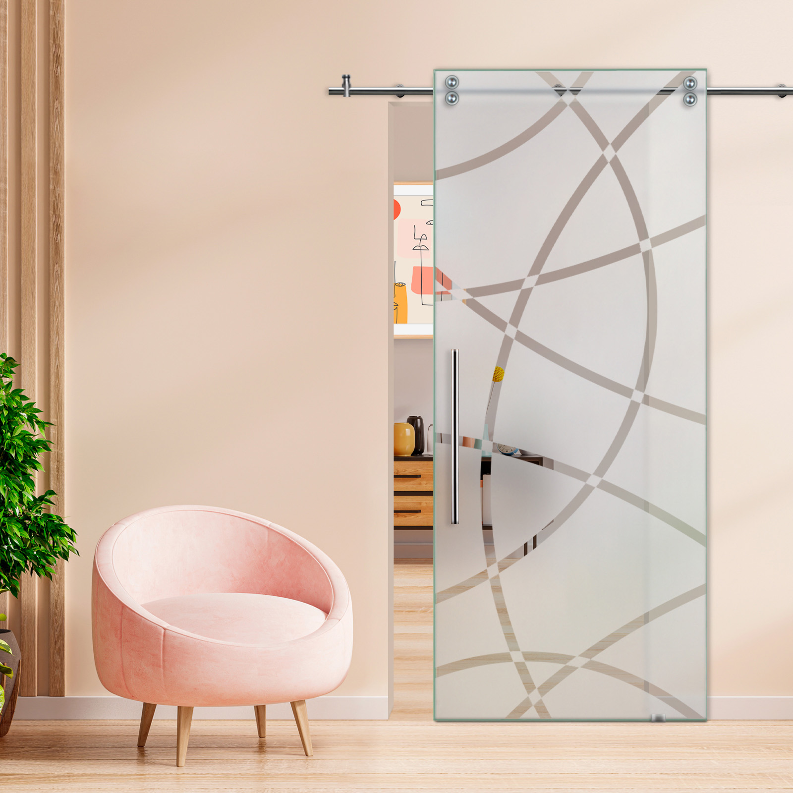 Sliding Barn Glass Door T-Handle (Semi-Private)