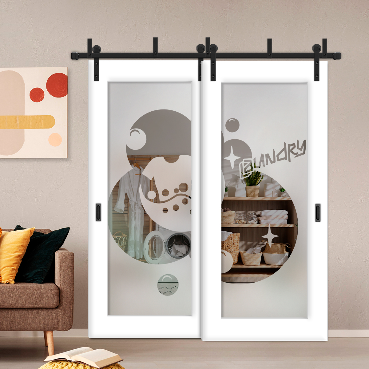 Sliding Barn Bypass Door White (Semi-Private)