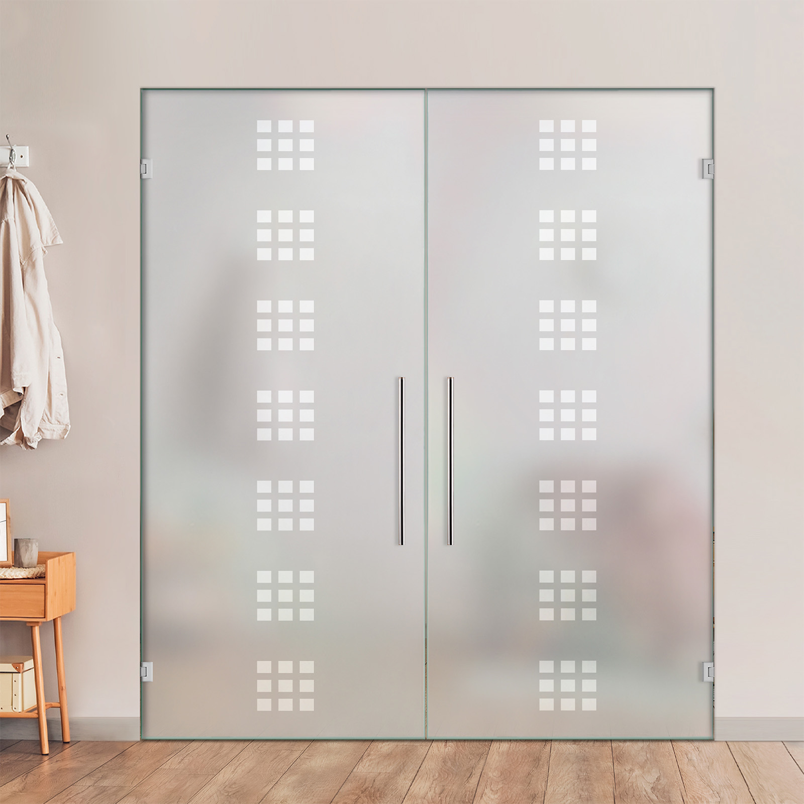 Double Swing Glass Door with Frosted Design (Full-private)