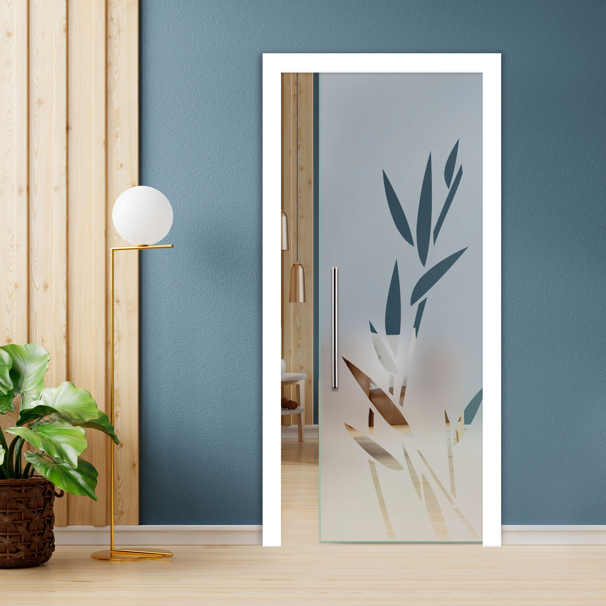 Pocket Glass Barn Door (Model PSGD-0042 Full-Private) With T Handle-Bar
