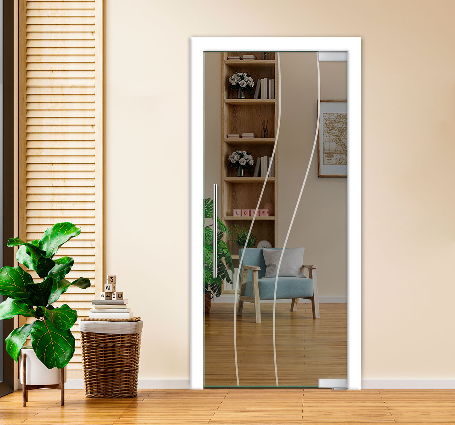 Pivot Glass Door (Model PD-0006 Non-Private) with Handle Bar