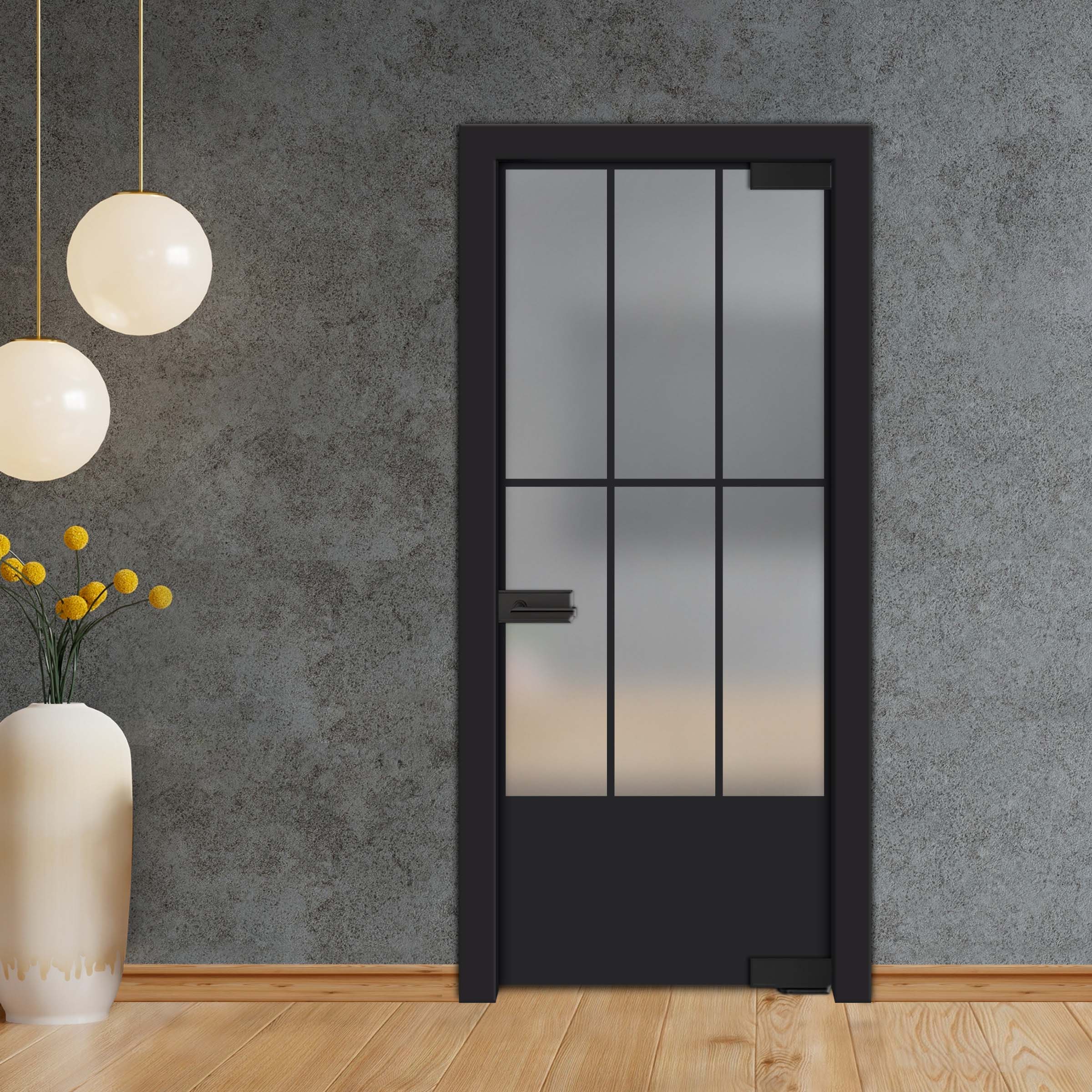 Frameless Industrial Pivot Glass Door (Black Hardware Complete Kit) PGLF-4122