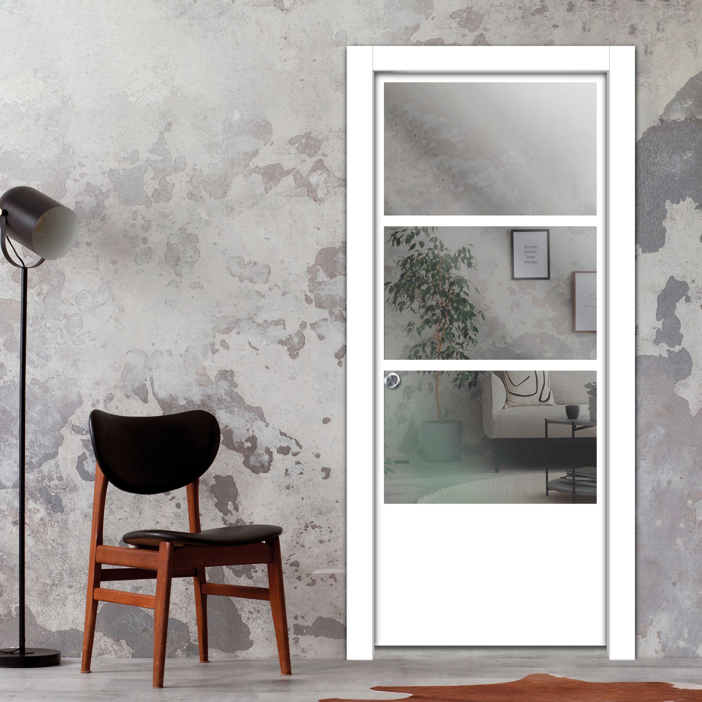 Frameless Glass Sliding Pocket Door Industrial Style PSGDIS-5441