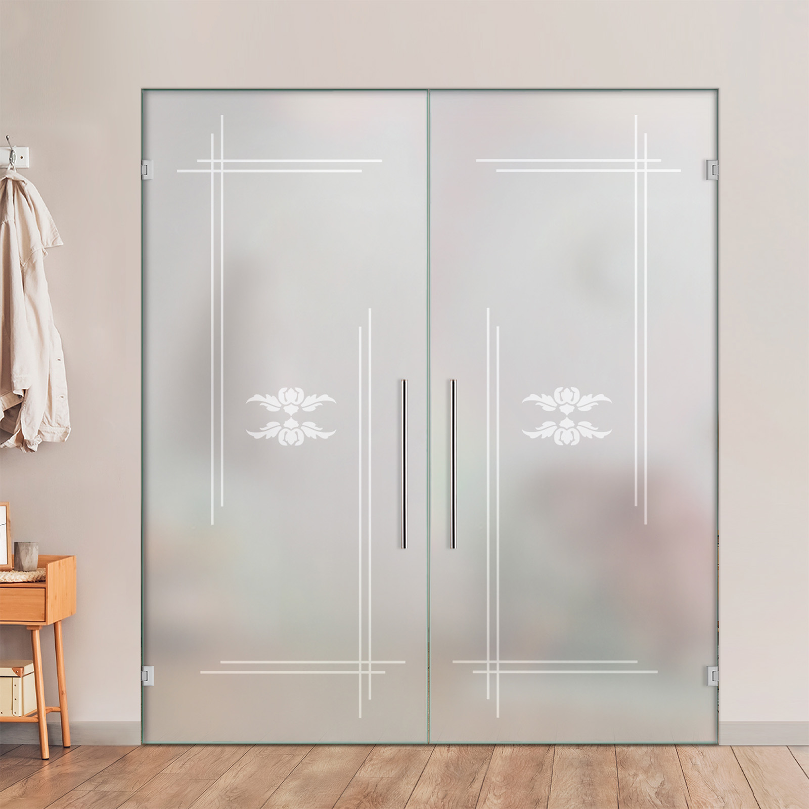Double Swing Glass Door with Frosted Design (Full-private)
