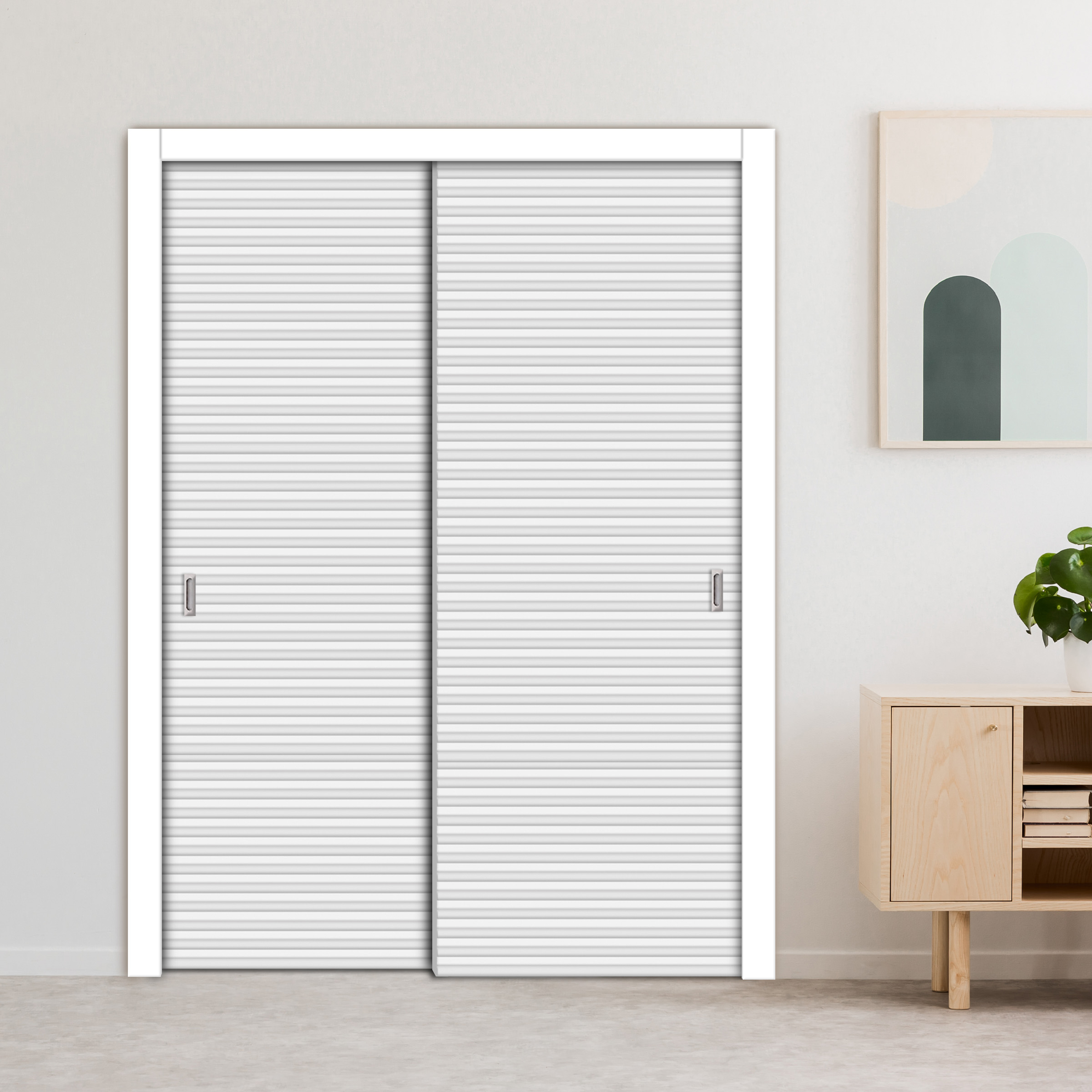 2 Leaf Flush Sliding Wooden Bypass Closet Door HSSB-4083