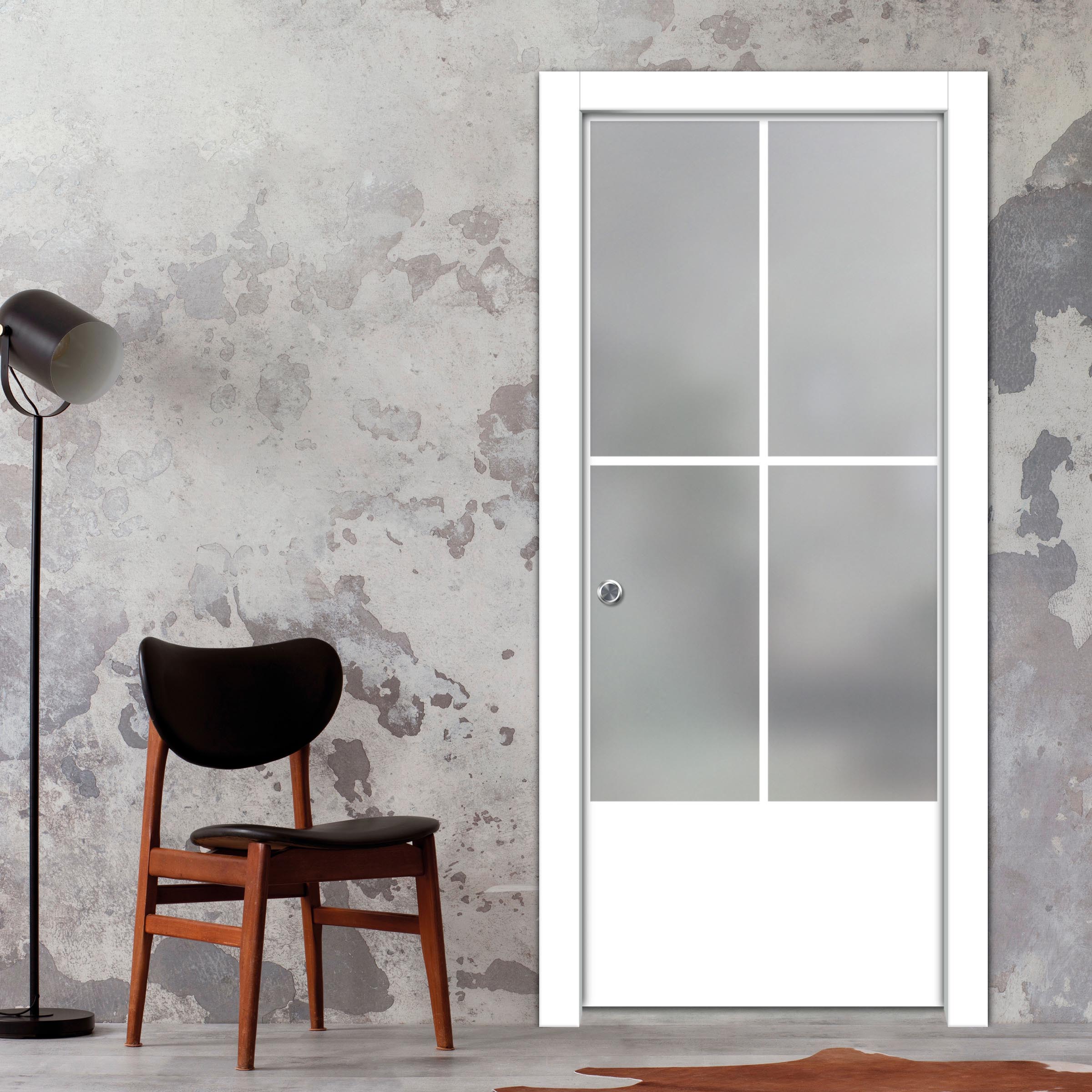 Frameless Glass Sliding Pocket Door Industrial Style PSGDIS-4254
