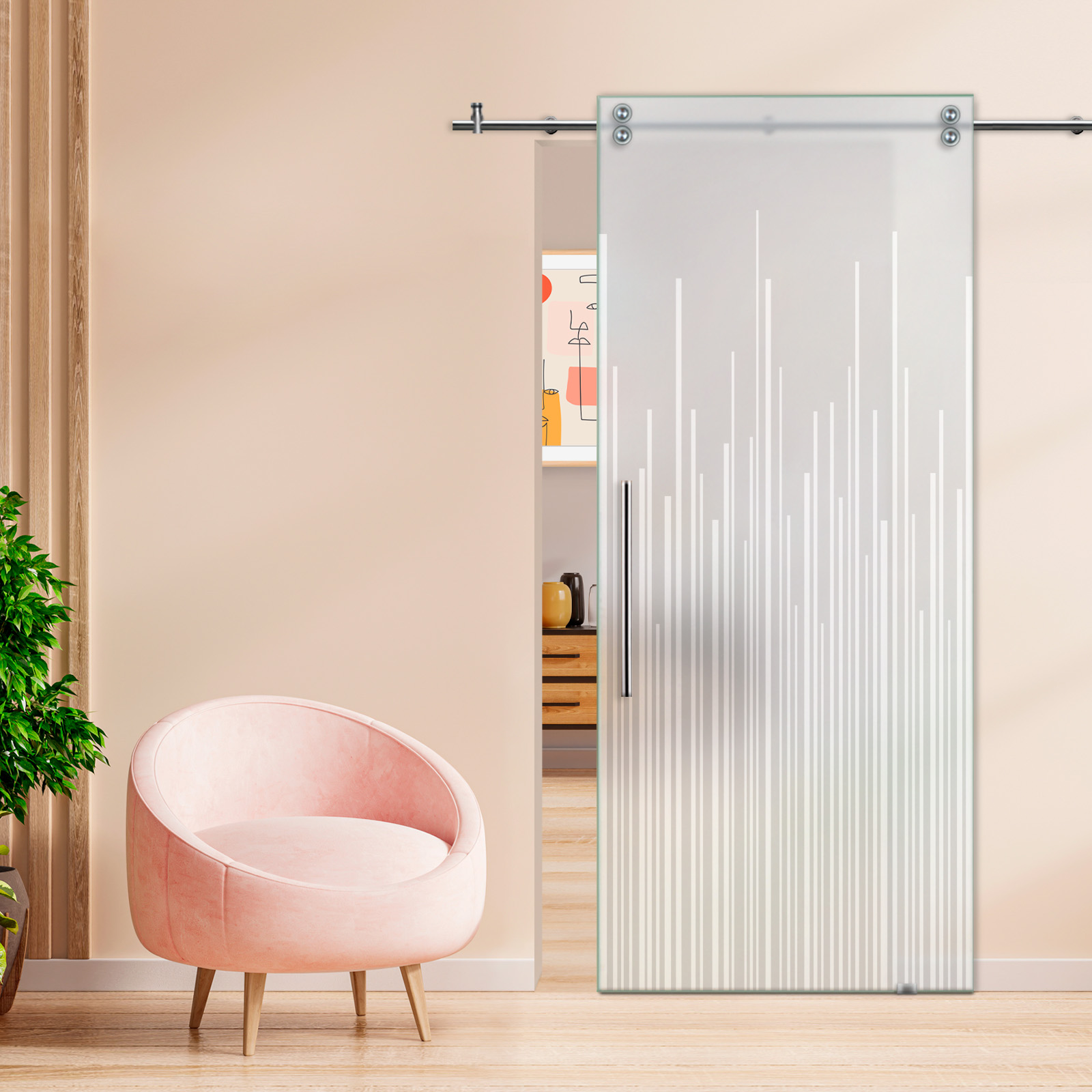 Sliding Glass Barn Door (Full-private) T-Handle