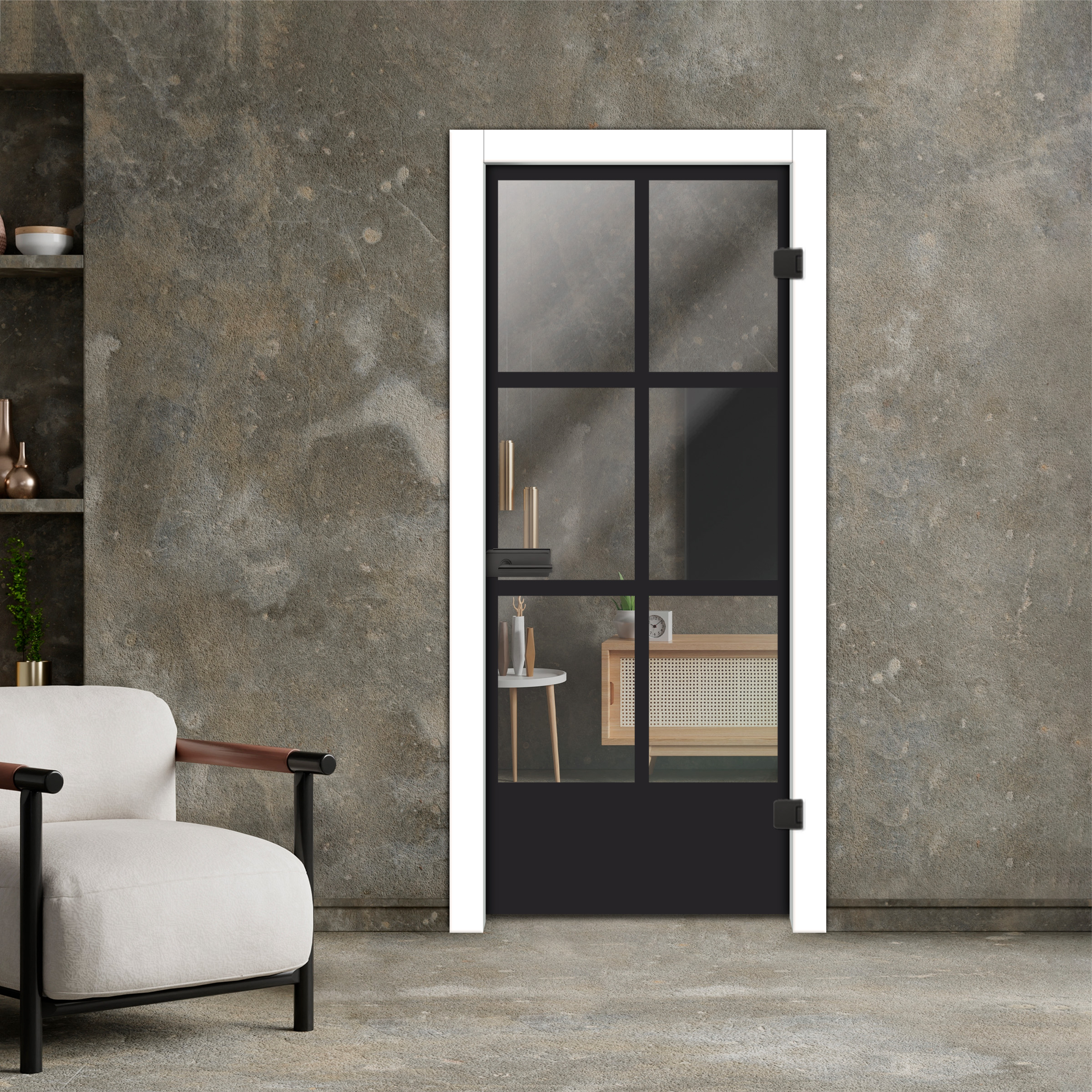 Frameless Industrial Style Hinged Glass Door IHGD-5415