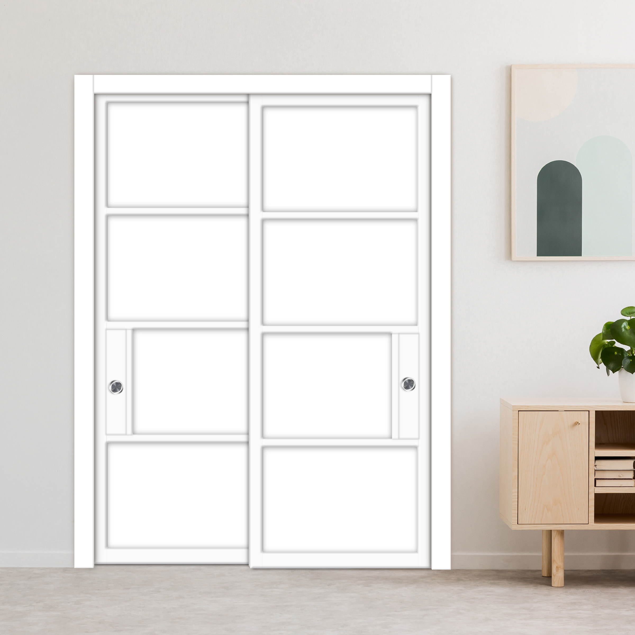 Handcrafted Industrial Loft Style Bypass Sliding Closet Door 5 Panel (Painted White)