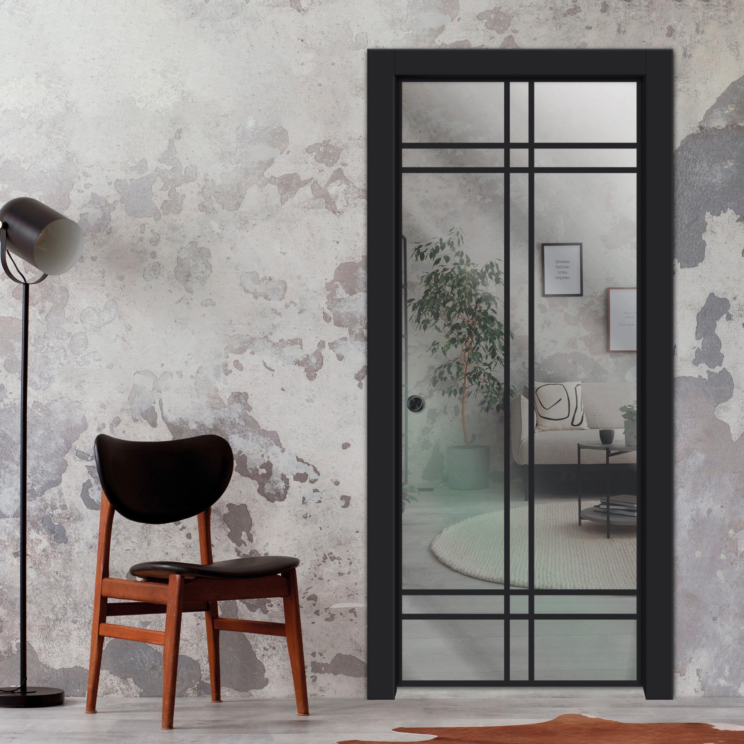 Frameless Glass Sliding Pocket Door Industrial Style PSGDIS-4253