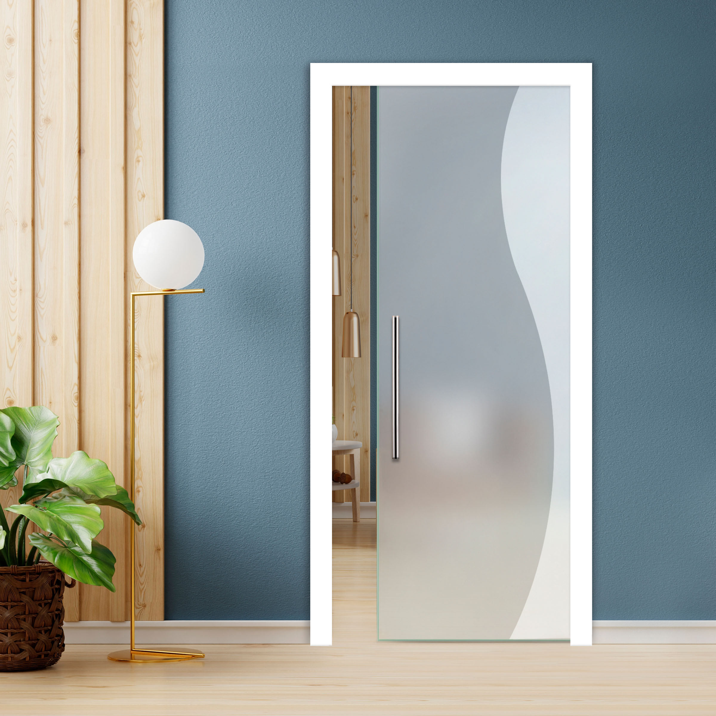Pocket Glass Barn Door (Model PSGD-0128) + T Handle Bar