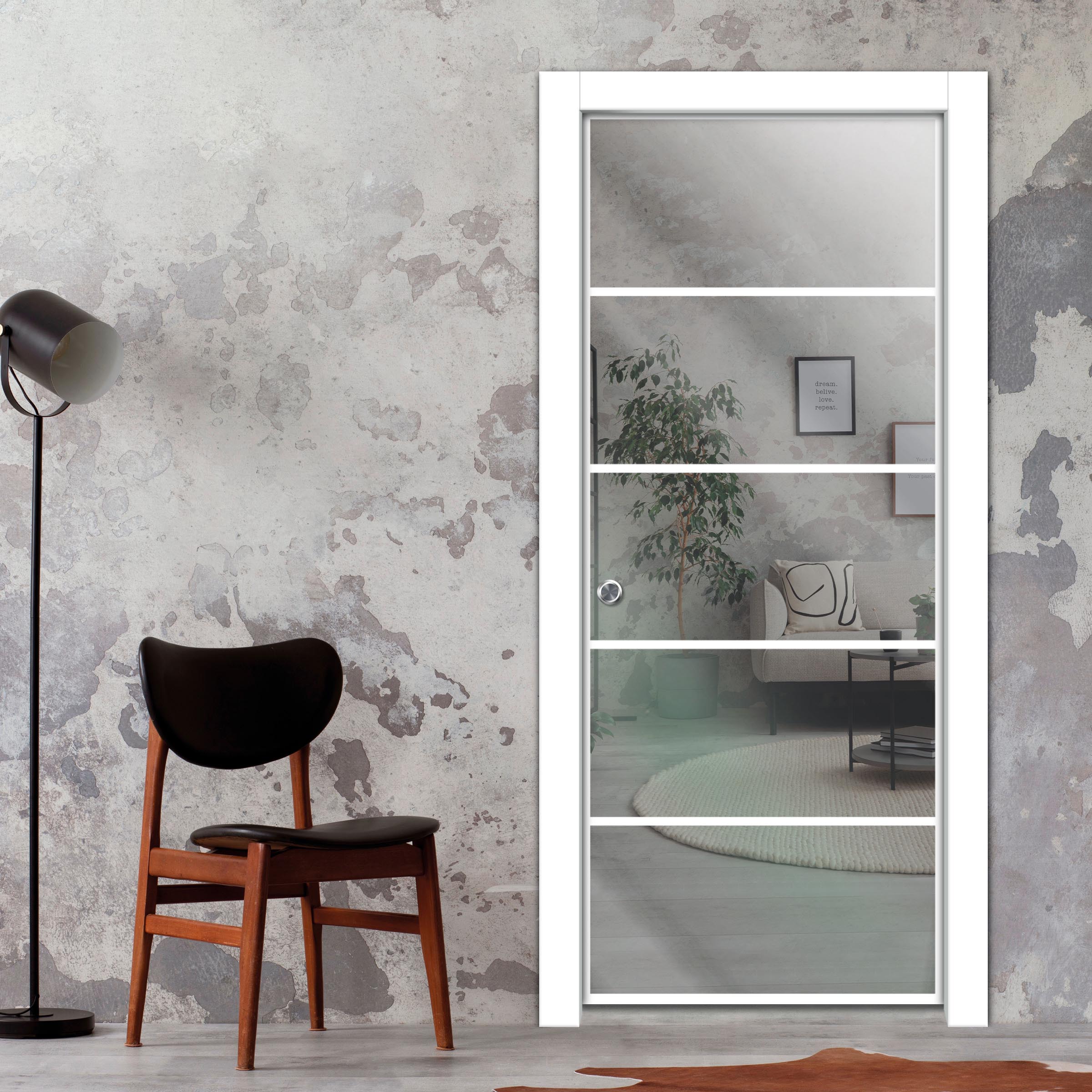 Frameless Glass Pocket Door Industrial Style PSGDIS-5370