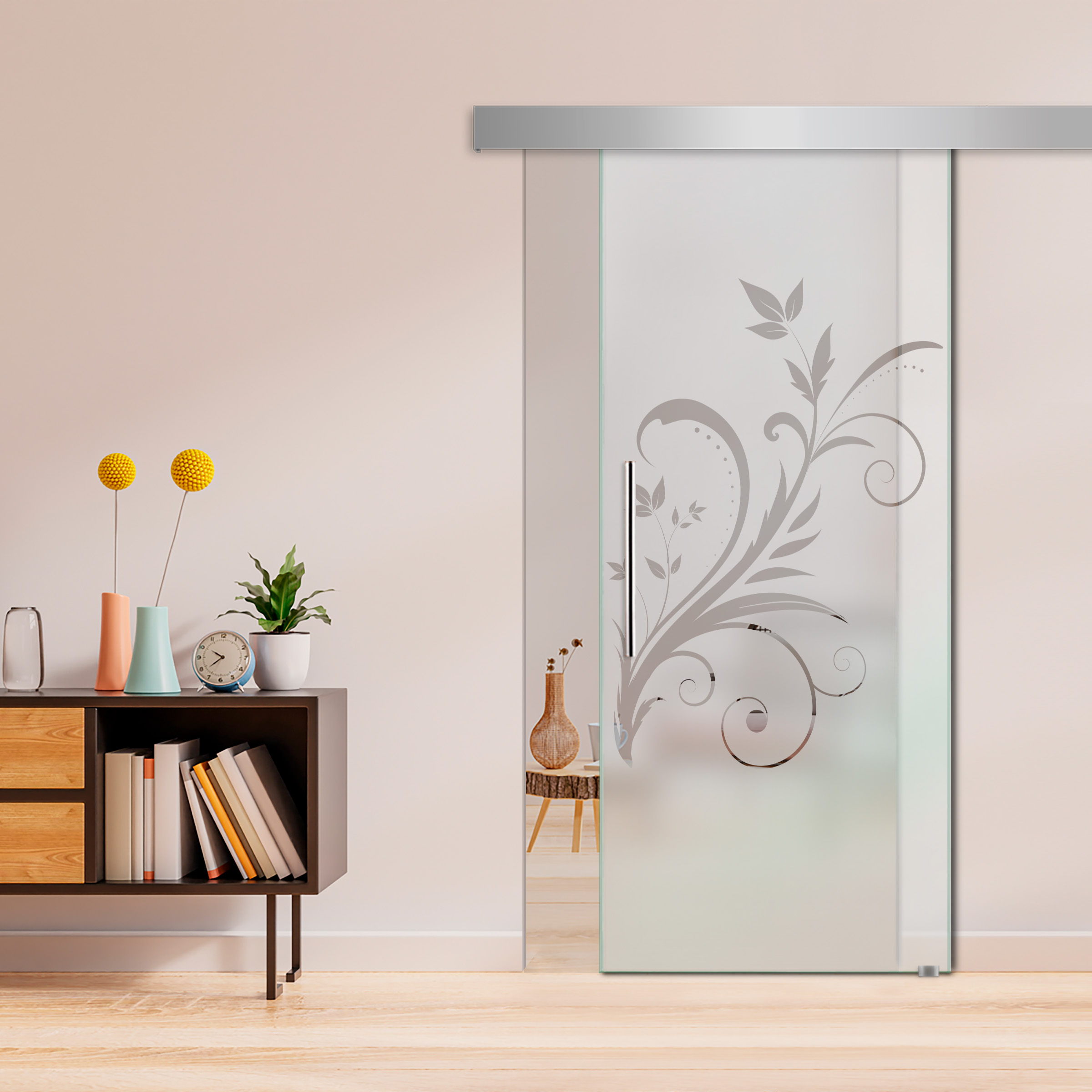 Sliding Glass Barn Door ALU100 (Semi Private) T Handle