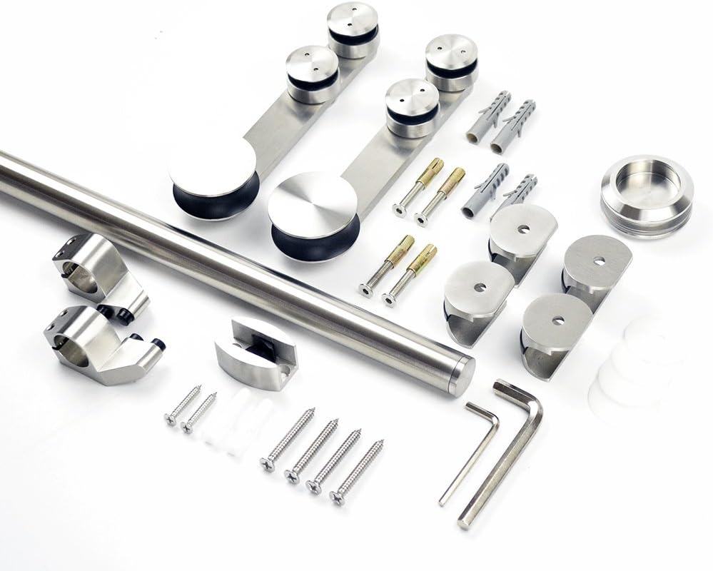 Stainless Steel Double Bi-Parting Glass Sliding Barn Track Kit