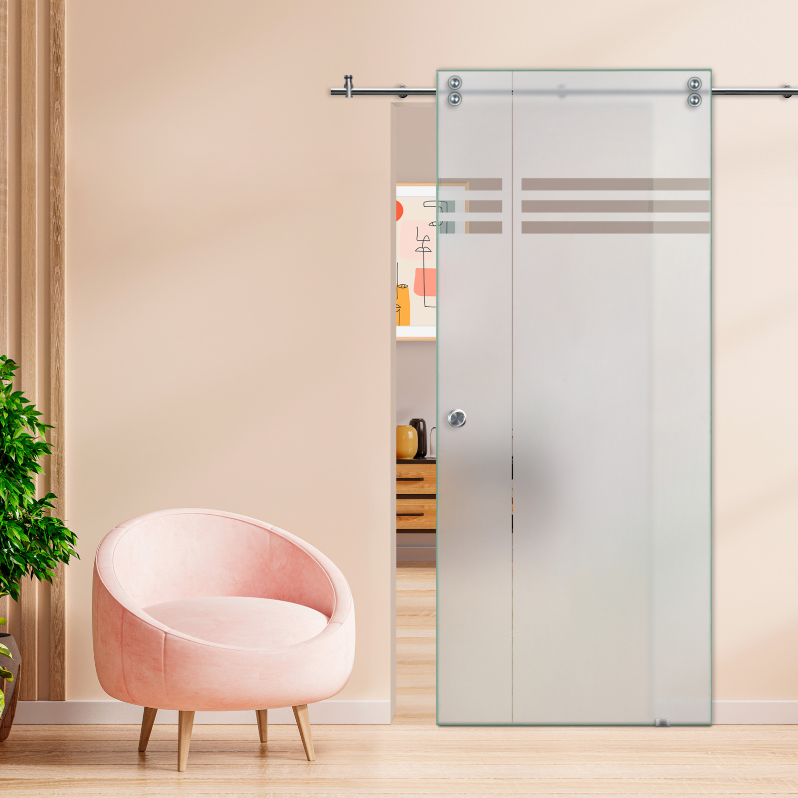 Sliding Barn Glass Door Recessed Grip (Semi-Private)