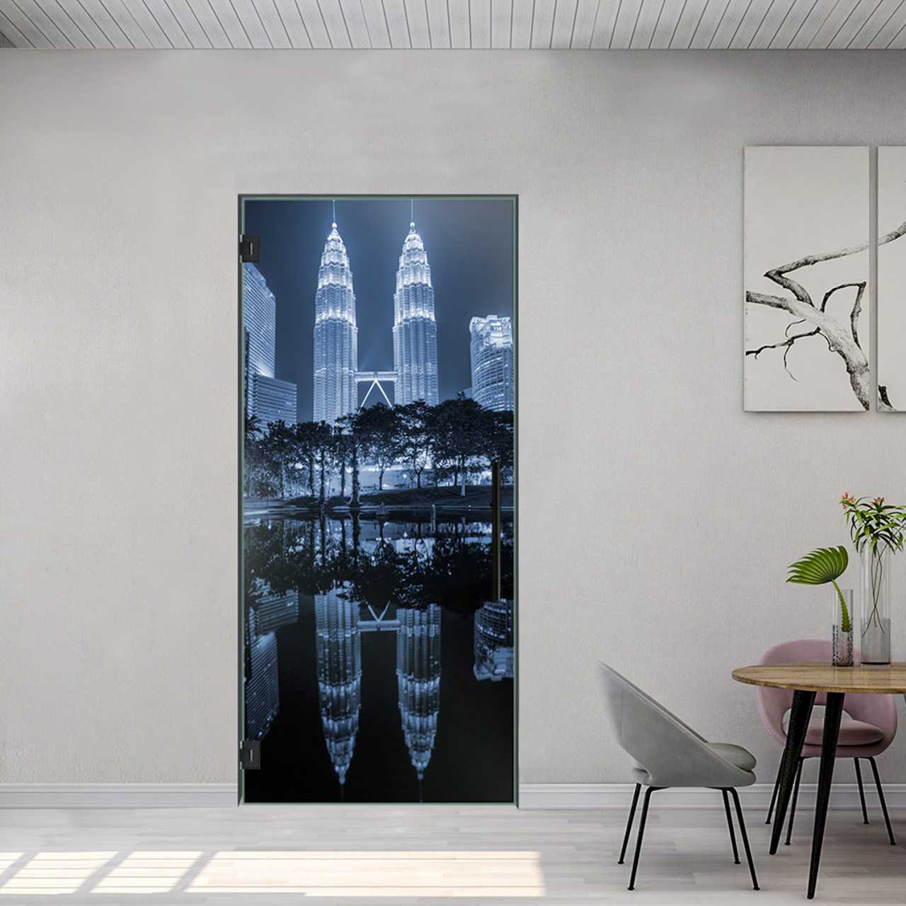 (Petronas Twin Towers) Digital Printing Swing Glass Door DPSD-5491