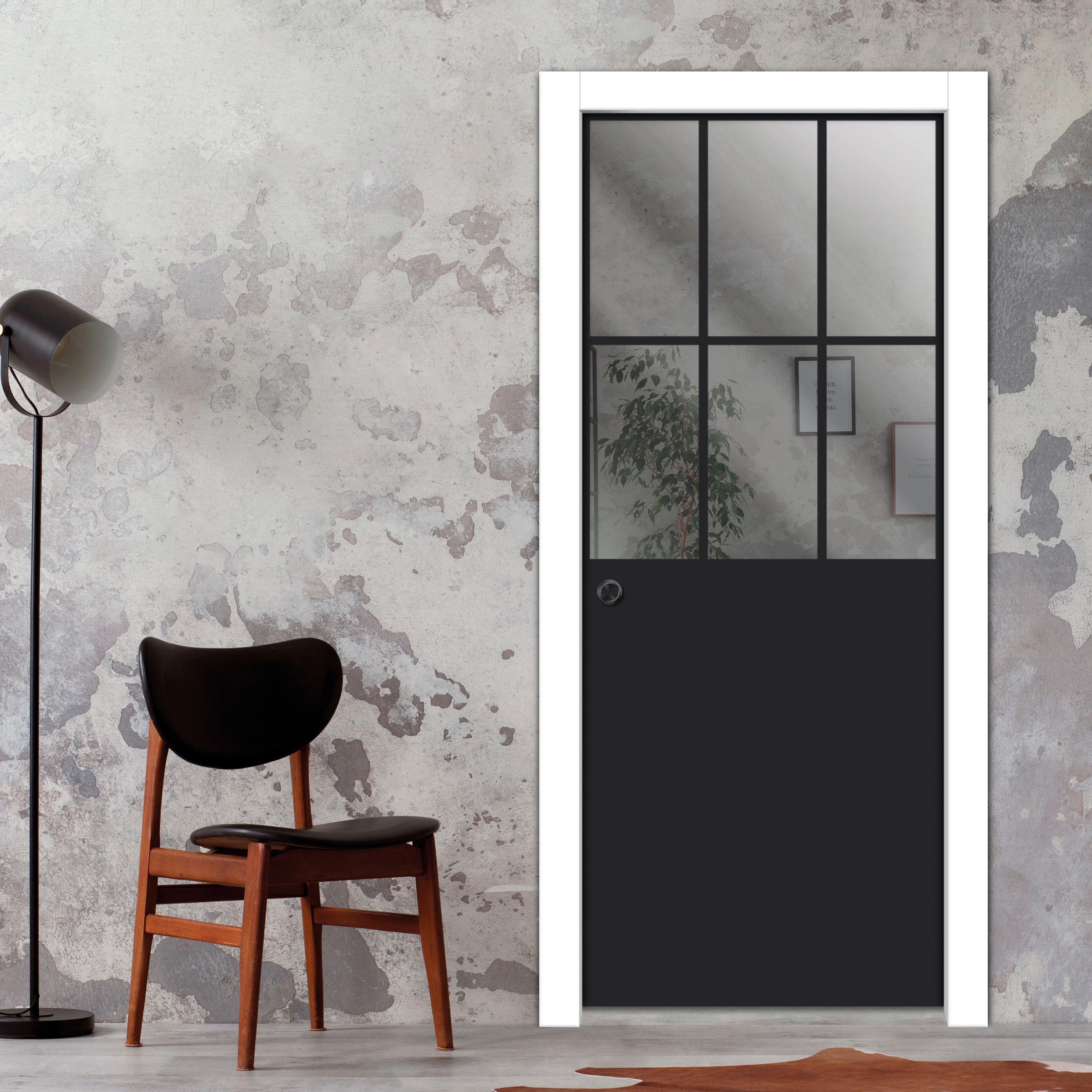 Frameless Glass Sliding Pocket Door Industrial Style PSGDIS-4272