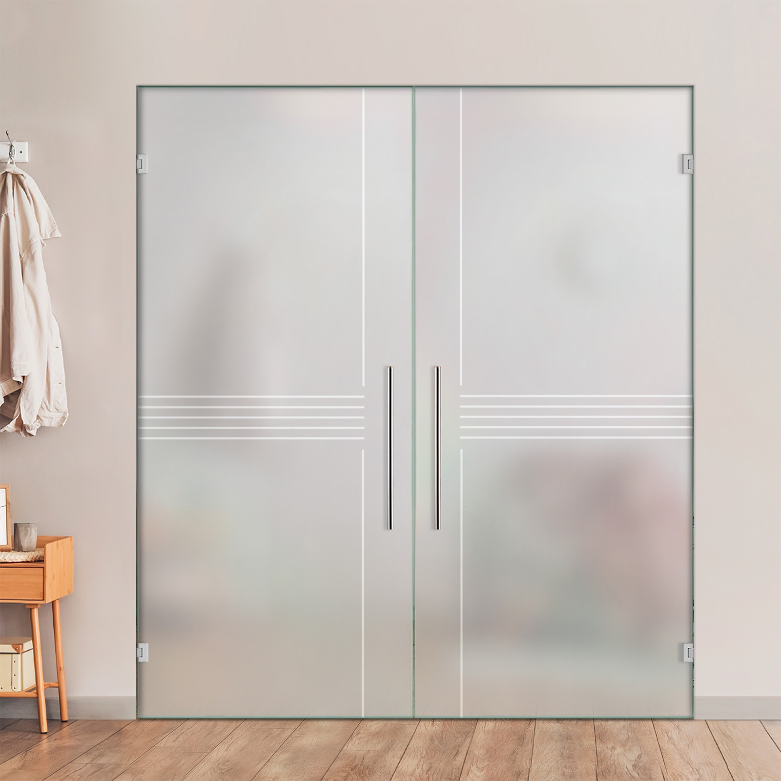 Double Swing Glass Door with Frosted Design (Full-private)